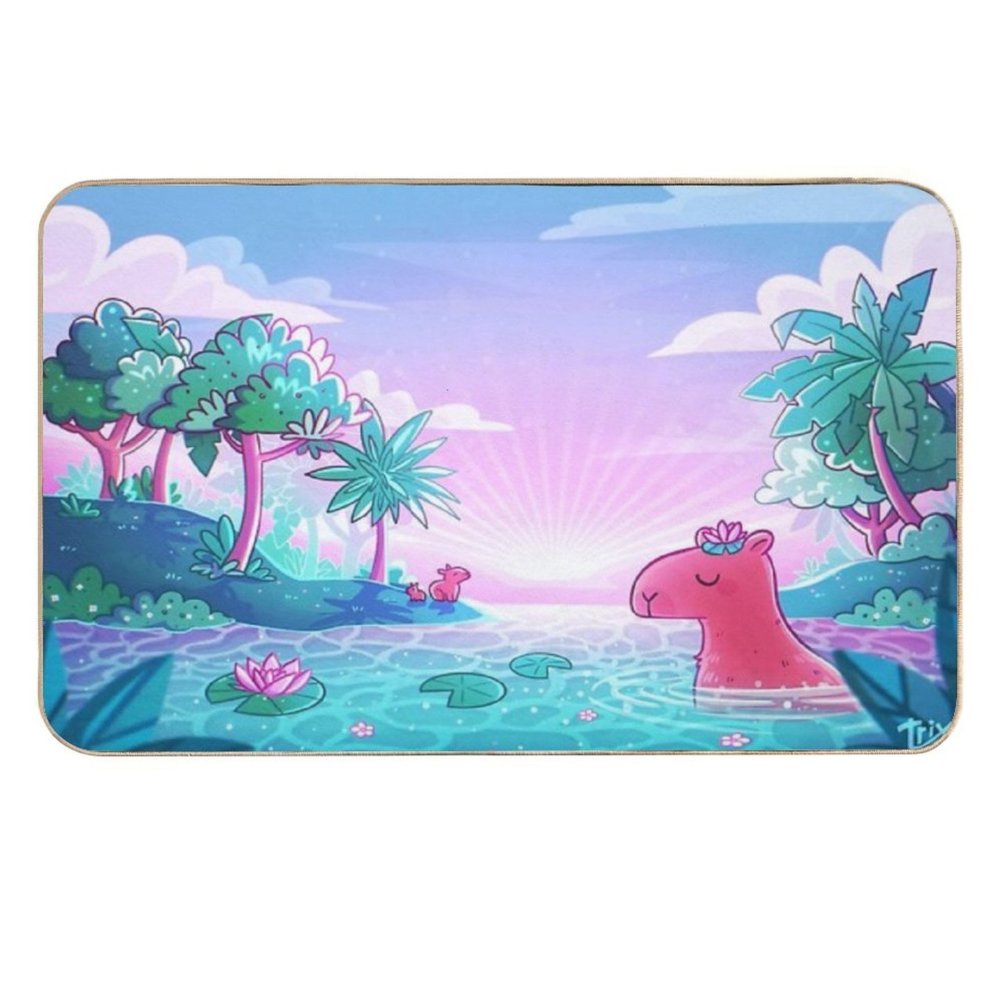 Capybara Paradise Rapid-Drying Bath Mat