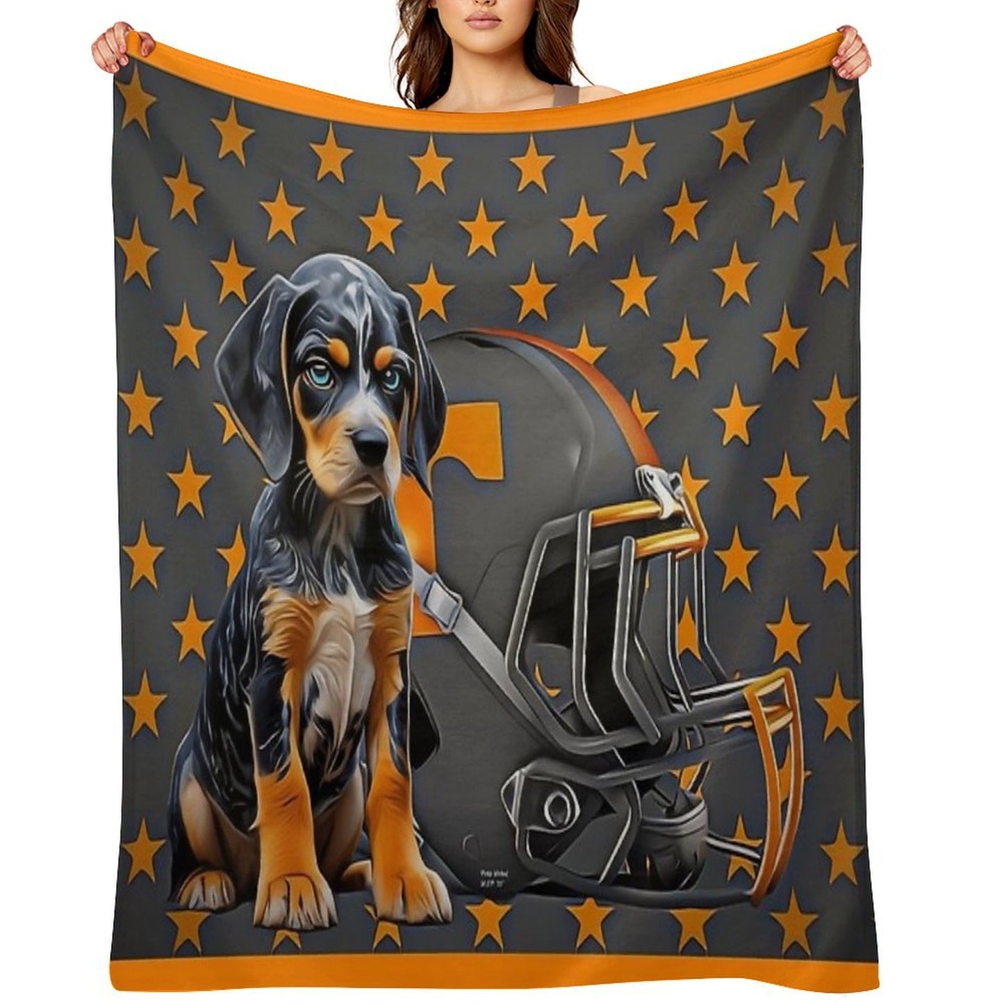 Tennessee Bluetick - Orange Stars Gift-ready Throw Blanket