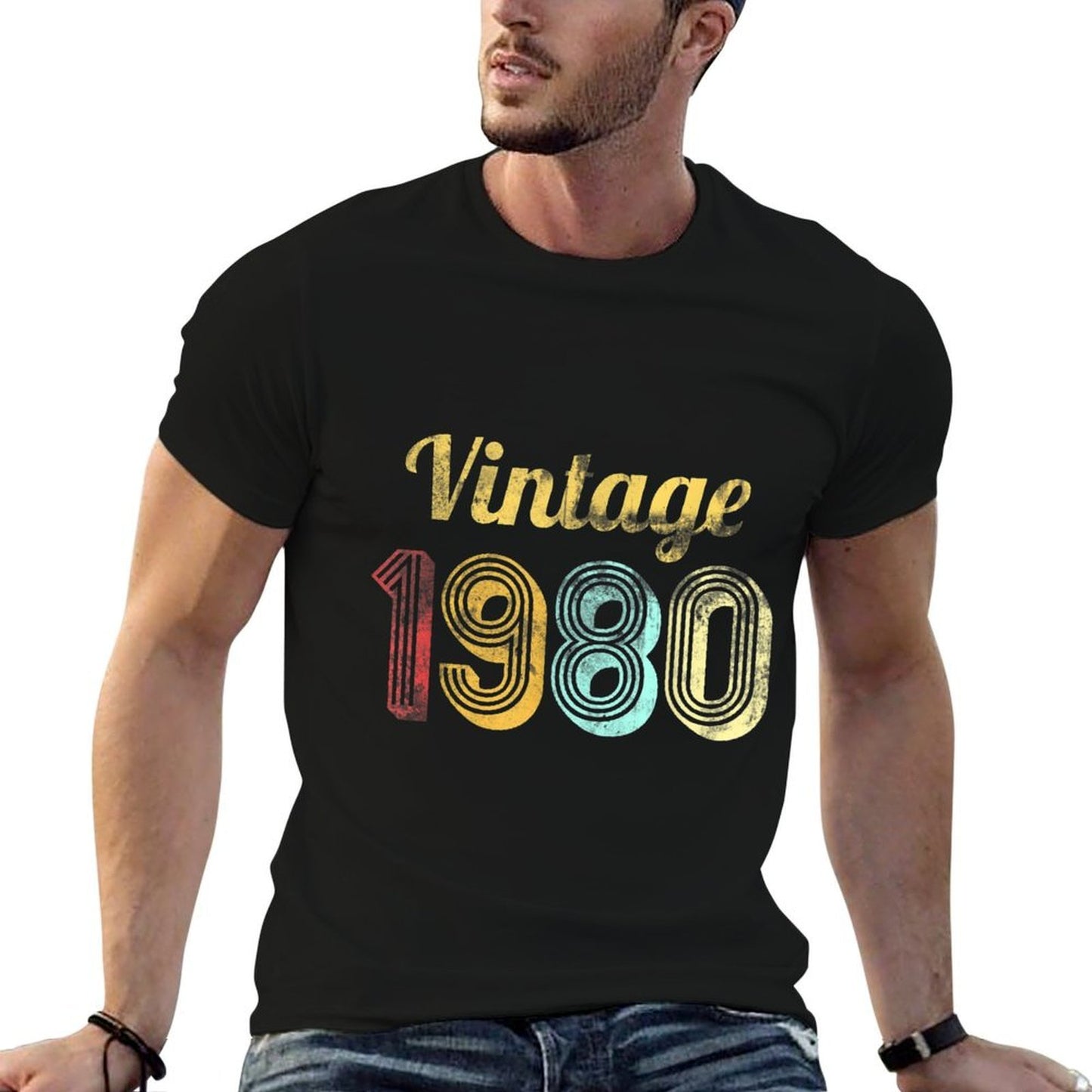 Vintage 1980 Retro 40th Birthday Gift Men Women Graphic-printed T-Shirt