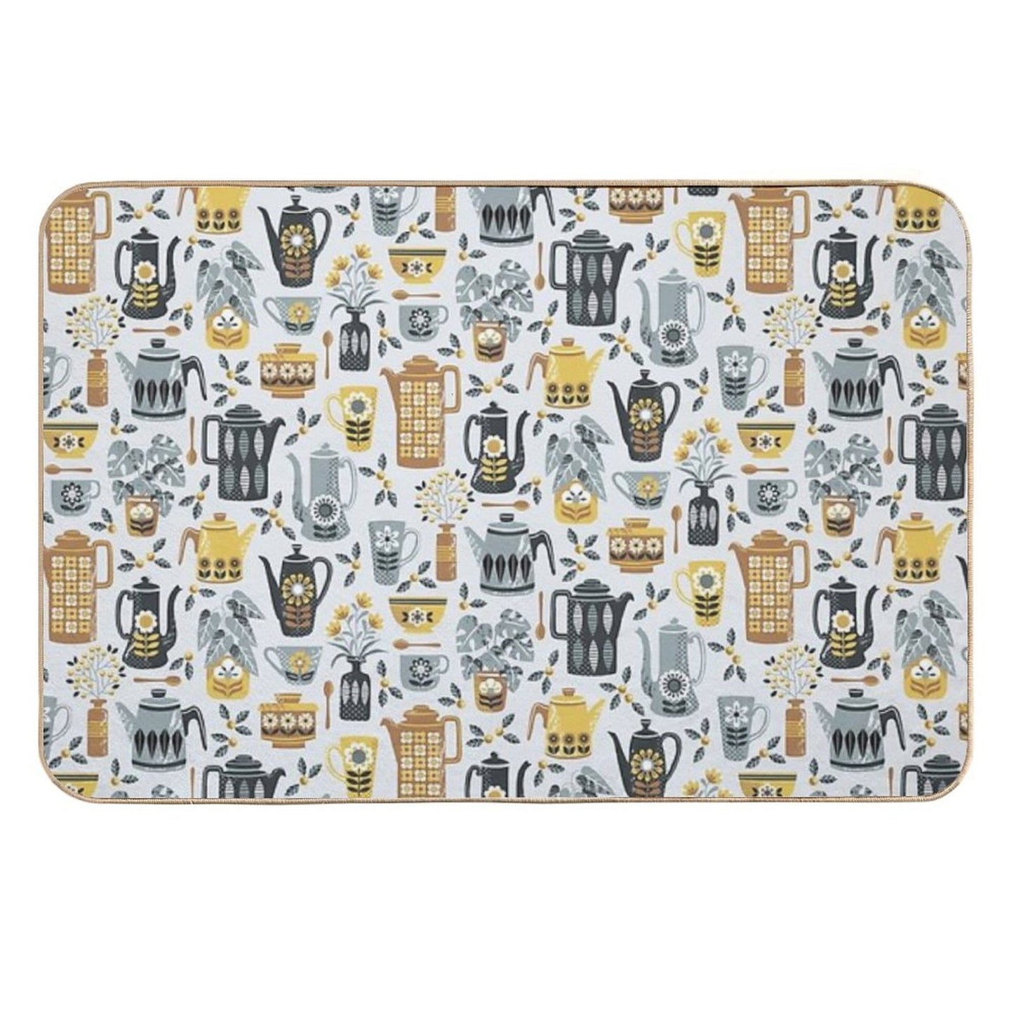 Coffee Time Grey High-Traffic Bath Mat