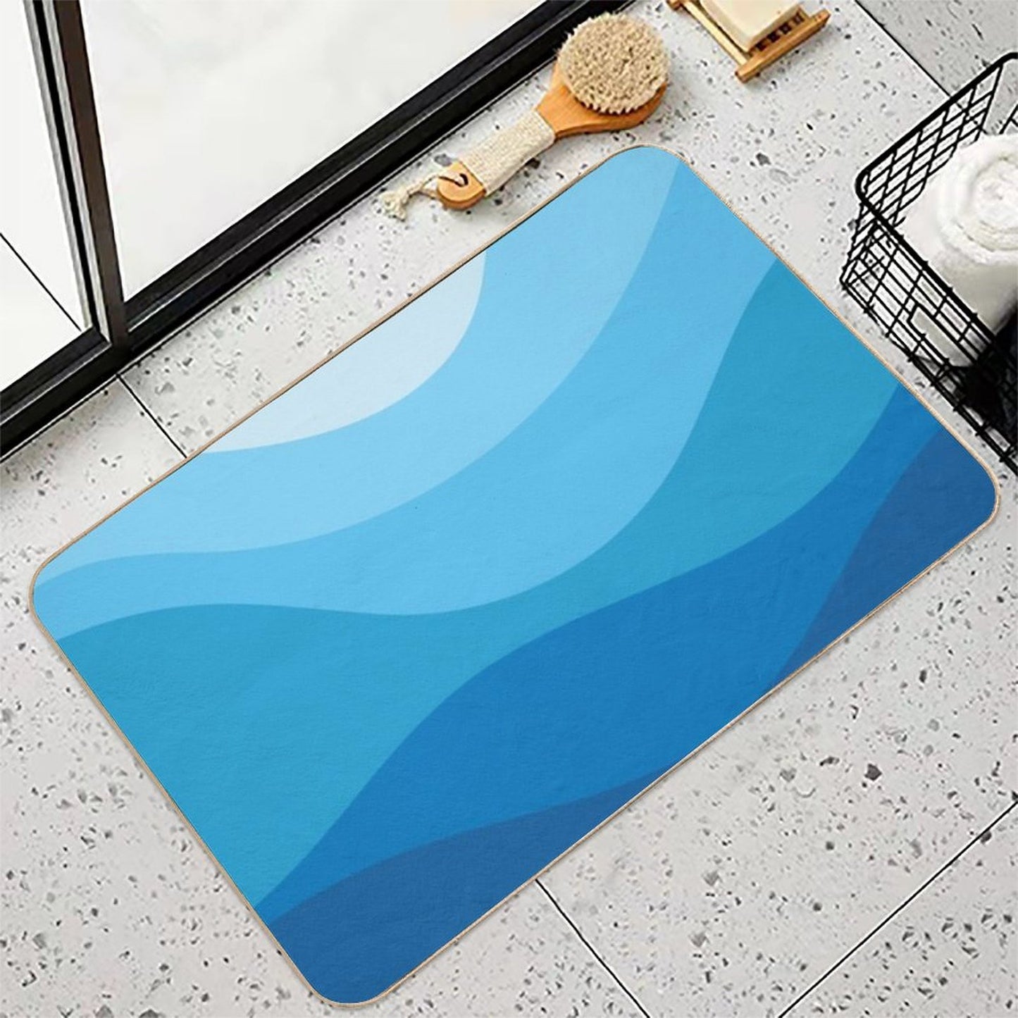 Abstract Waves Background Water Waves Retro Pattern Design Toxin-Free Bath Mat