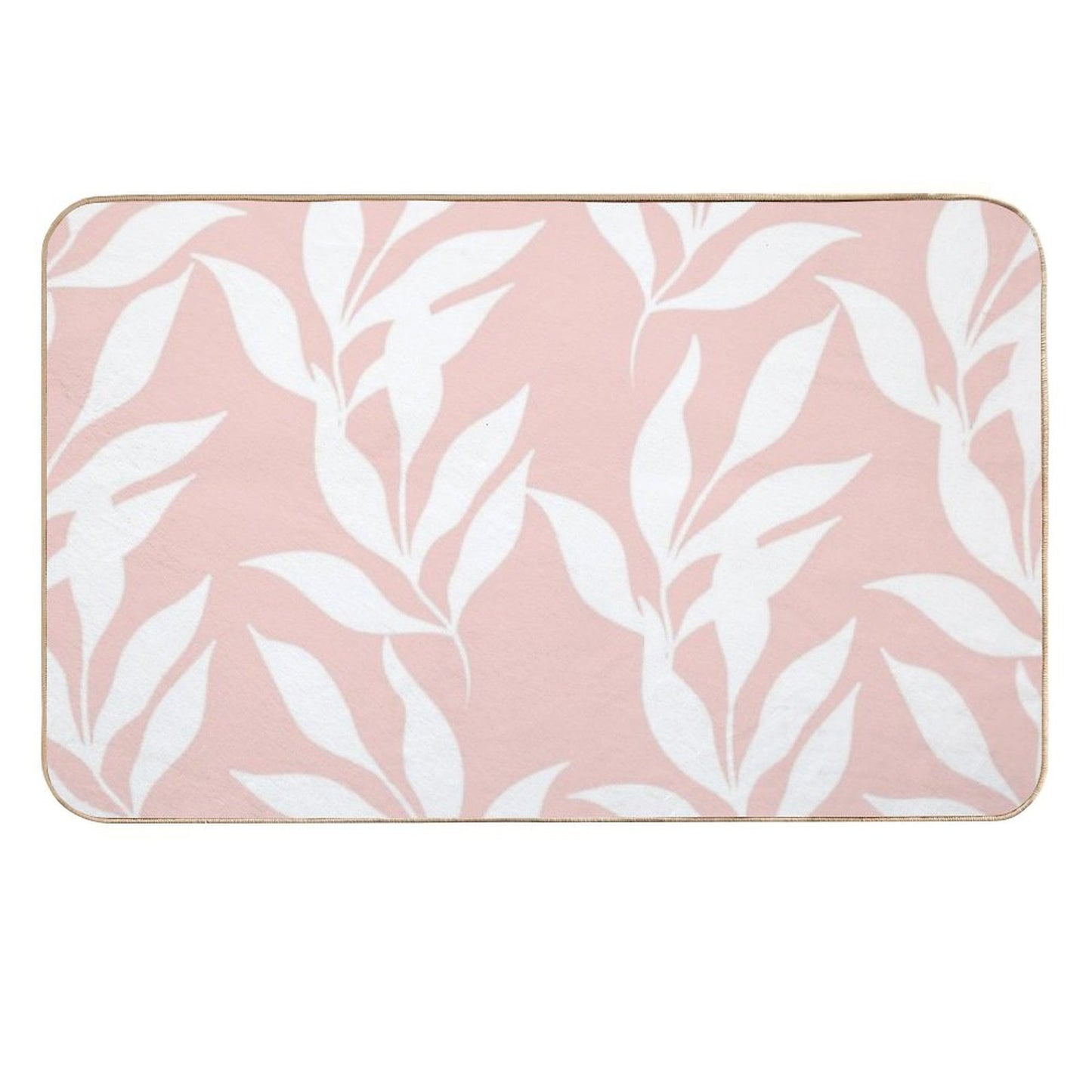 Baby Pink Leaf Pattern Anti-Trip Bath Mat