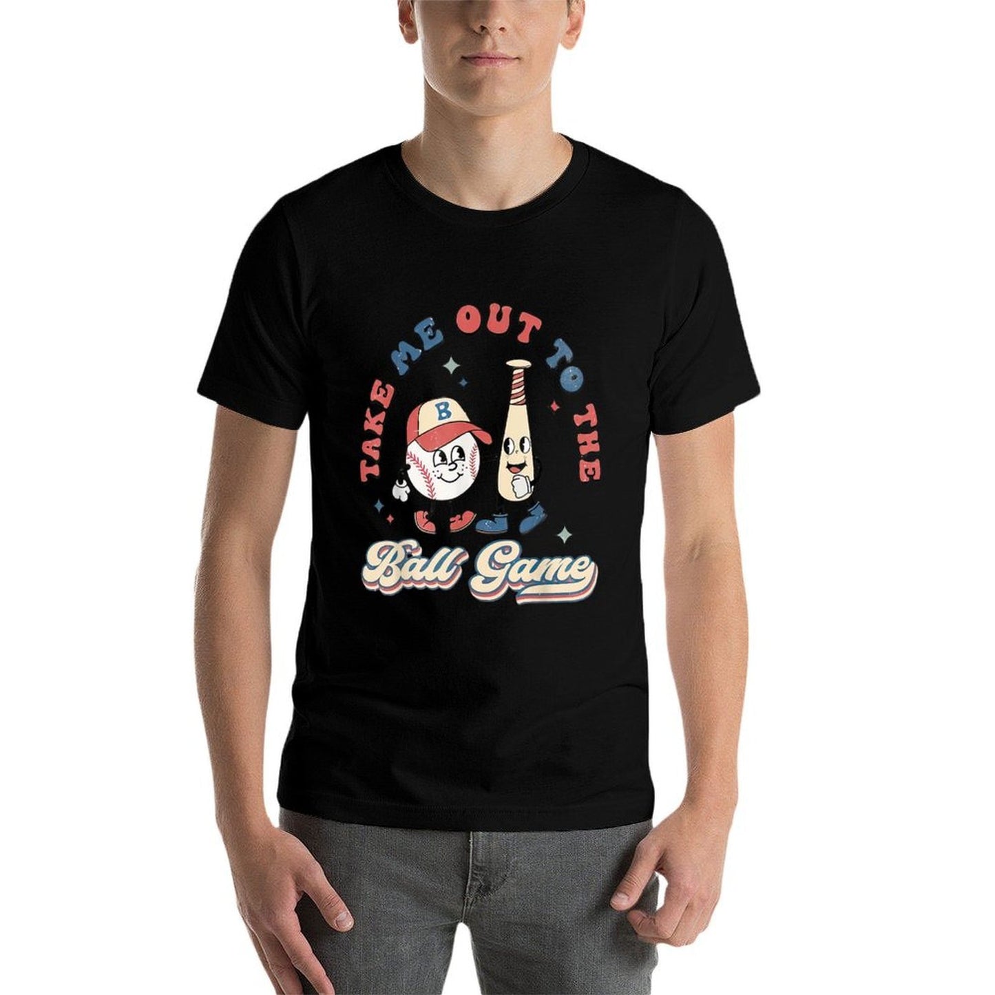 Take Me Out to The Ball Game Retro Baseball Slim-fit Cut T-Shirt