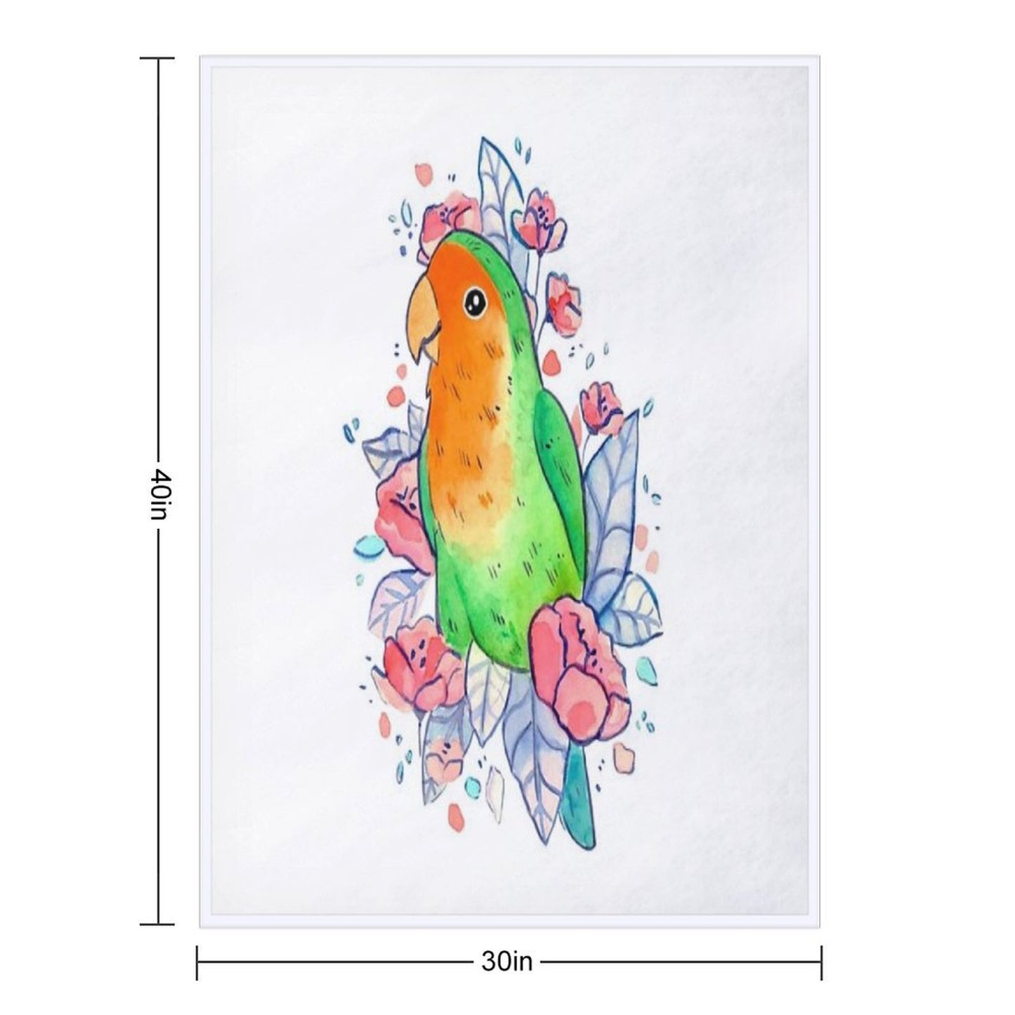 Flowery Lovebird Plush Throw Blanket
