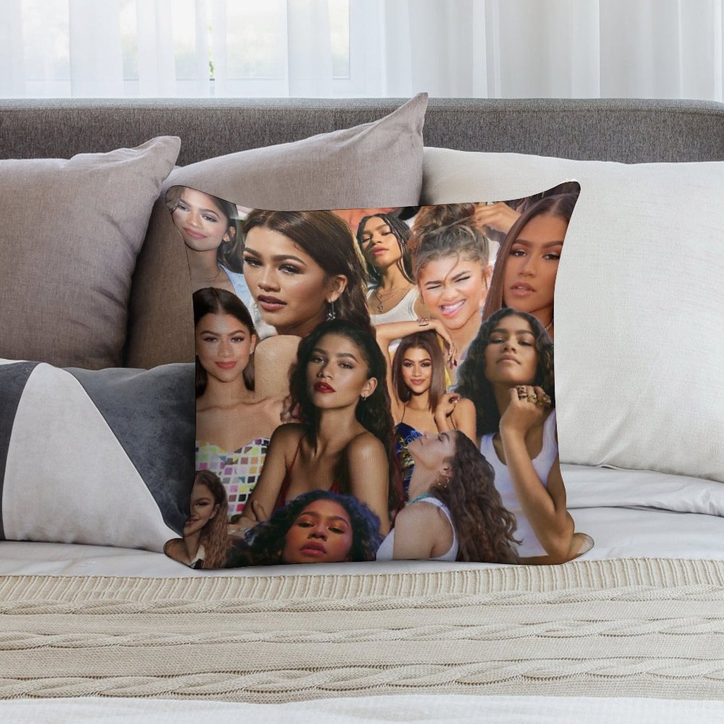 Zendaya Collage Soft Luxury Feel Throw Pillow