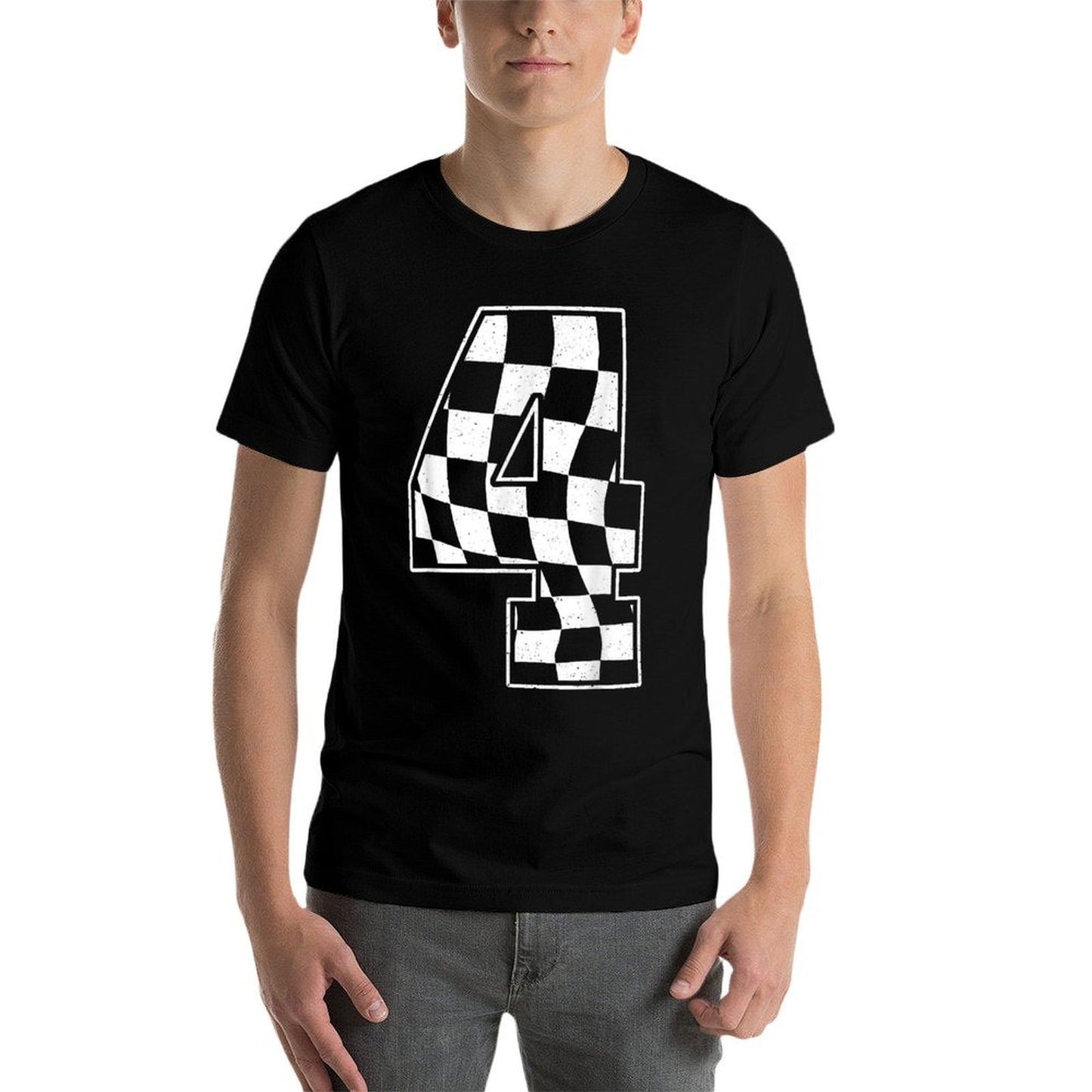 Birthday Boy 4th Race Car Checkered 4 Racing Party Kids Polyester Blend T-Shirt