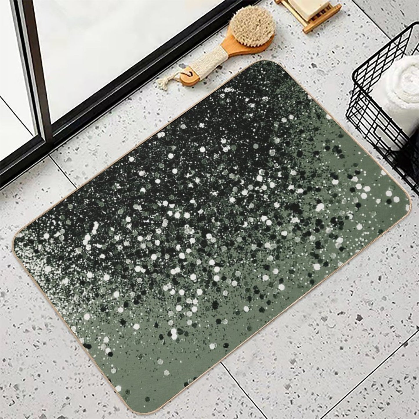 Cactus Green Black Glam #1 (Photo of Glitter Only - Not Reflective) Toxin-Free Bath Mat