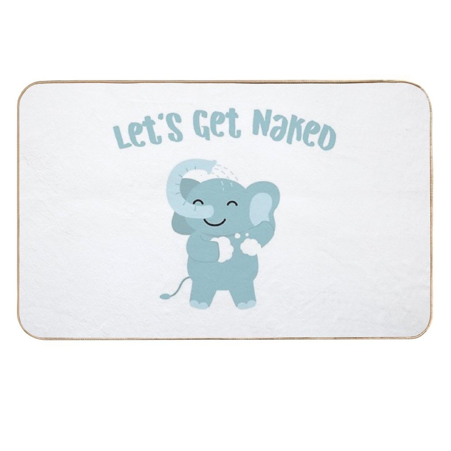 Let's Get Naked Cute Elephant in Bathroom Funny Quote Eco-Friendly Bath Mat