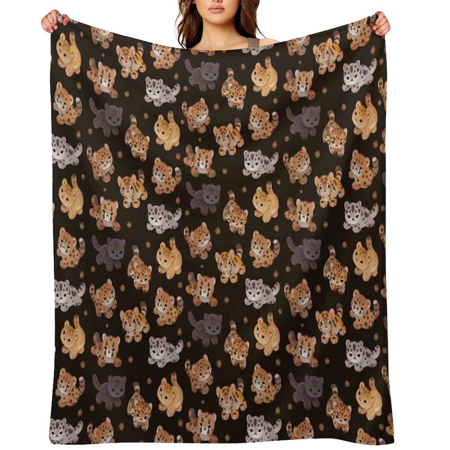 The Year of Big Cat Cubs - Dark All-season Throw Blanket