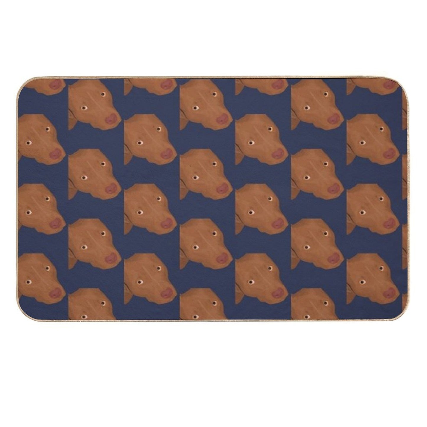 Cute Red Nose Pitbull Portrait - Vector Art Pet-Safe Bath Mat