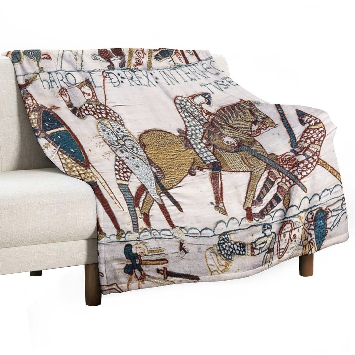 THE BAYEUX TAPESTRY ,The Death of King Harold at Battle of Hastings. Shrink-resistant Throw Blanket