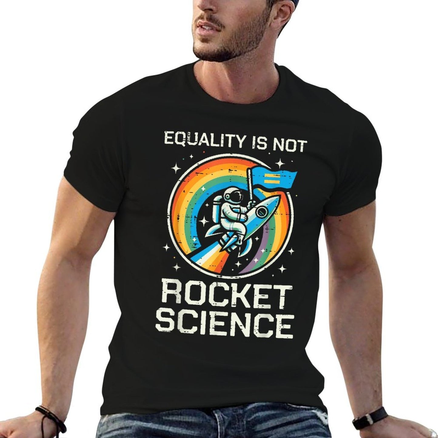Gay Pride Month Equality Rocket Science LGBTQ Ally Boys Kids Ribbed Collar T-Shirt