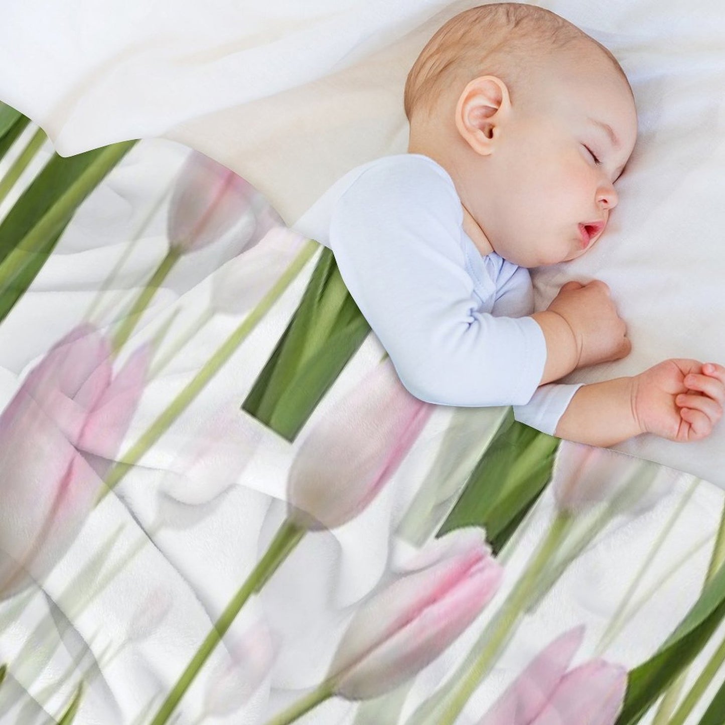 Pinky Tulips Shrink-resistant Throw Blanket