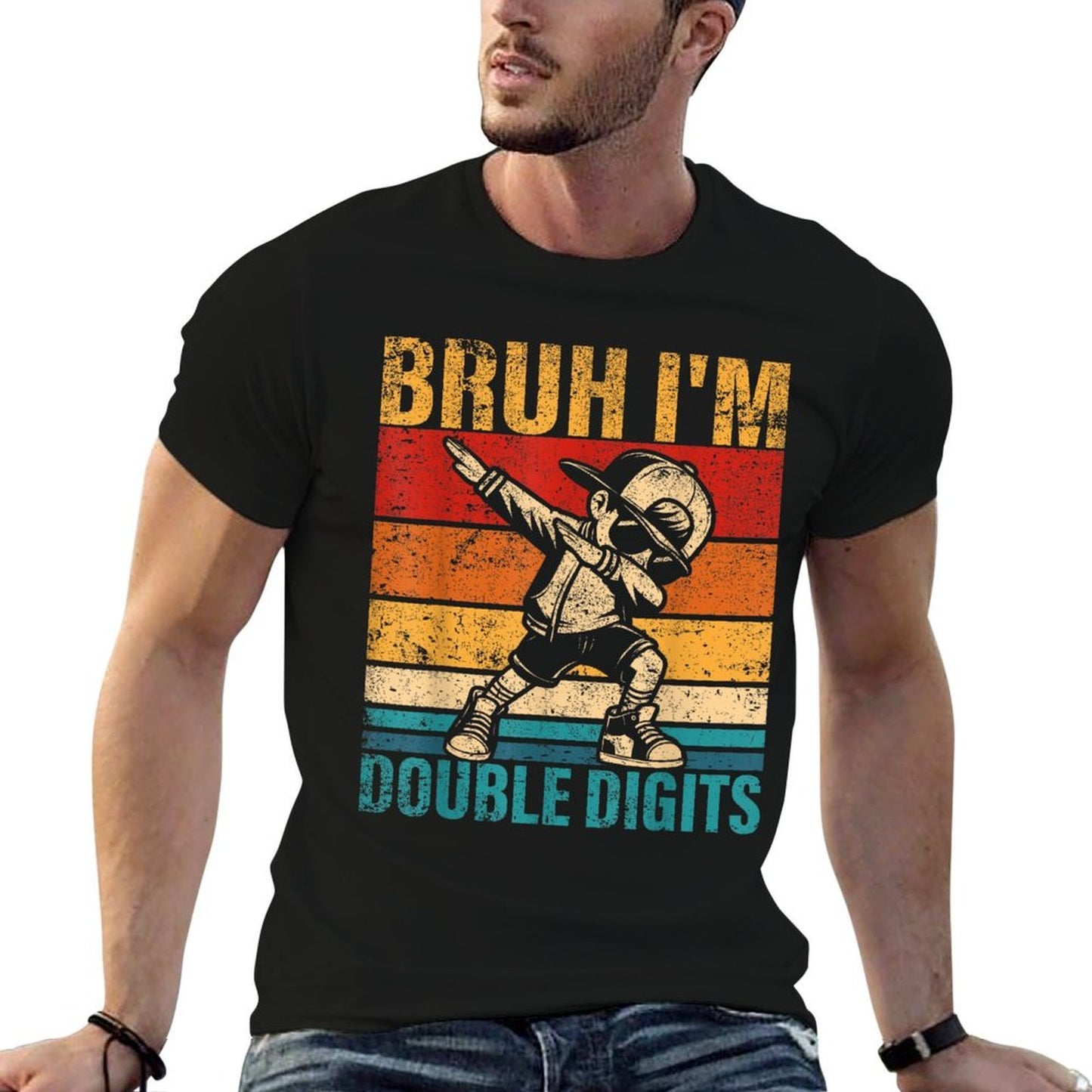 10 Years Old Birthday Bruh I'm Double Digits 10th Birthday Slim-fit Cut T-Shirt