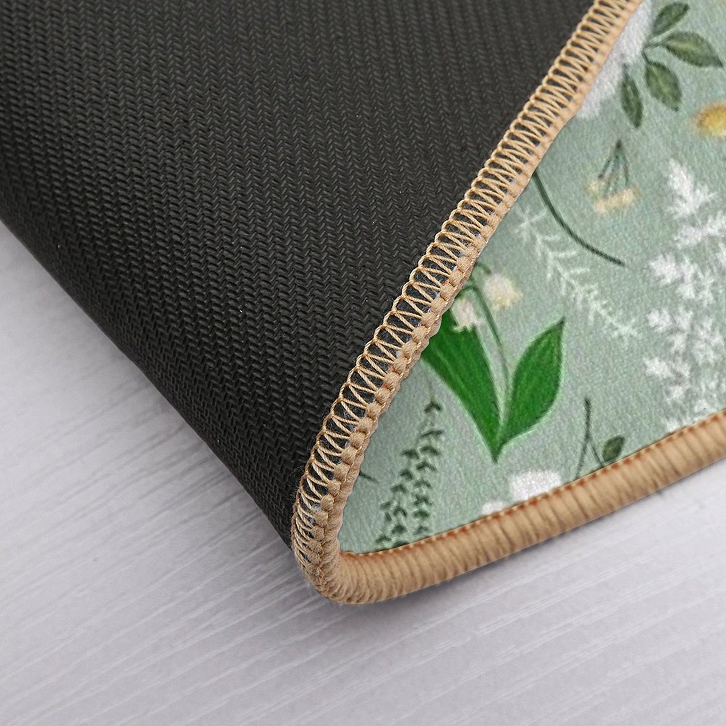 Garden Florals on Soft Green. Repositionable Bath Mat