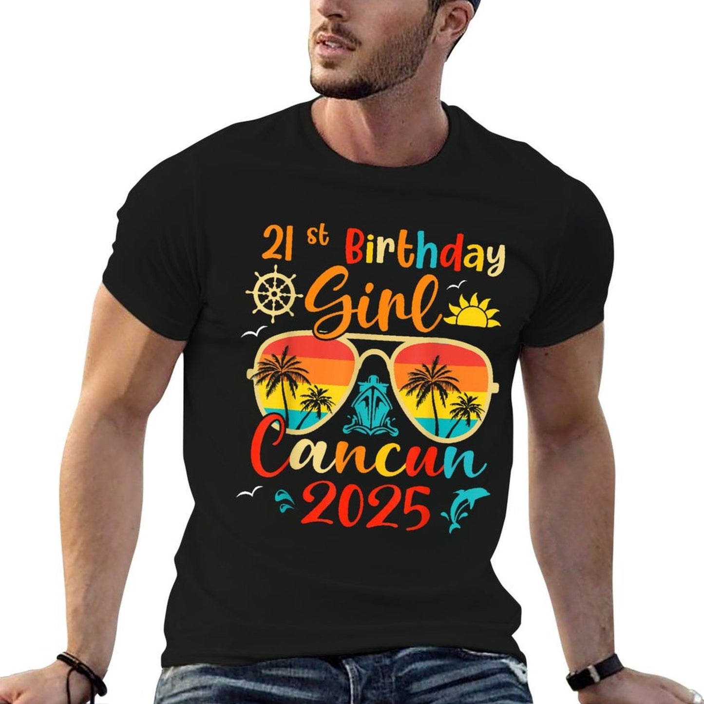 Vintage 21st Birthday Girls Cancun 2025 Beach Vacation Trip Soft T-Shirt