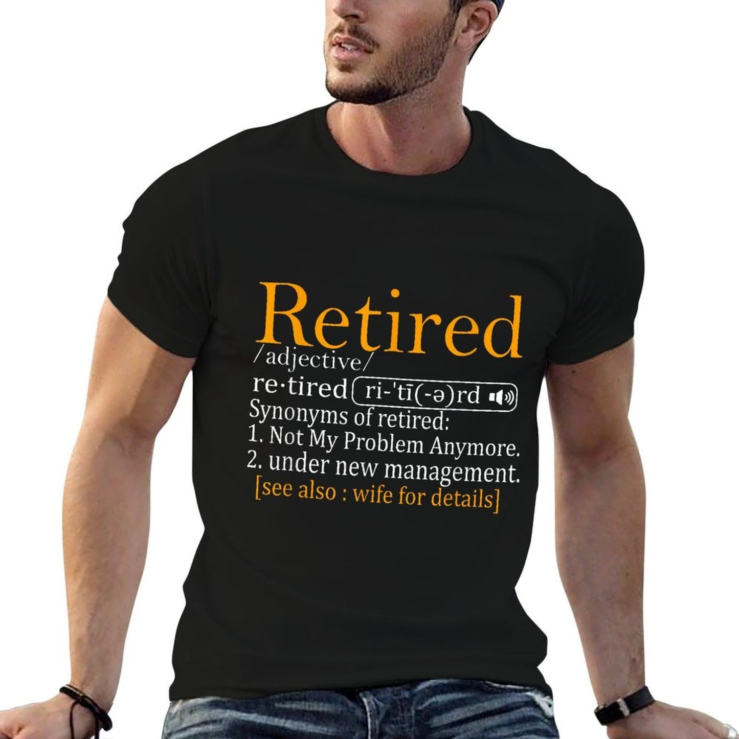 Retired Definition Dad Funny Retirement Party Men's Ribbed Collar T-Shirt