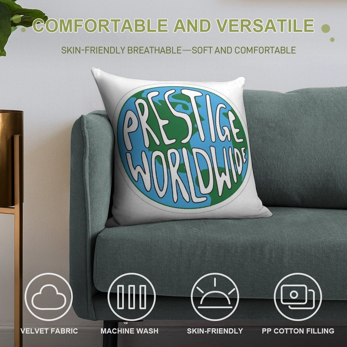 Prestige Wordwide Soft Hidden Zipper Throw Pillow