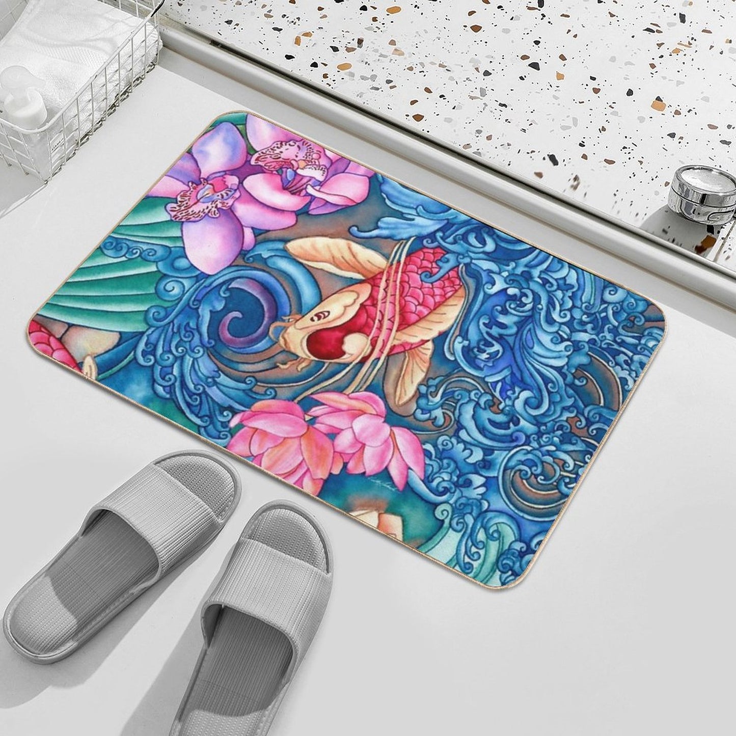 Orchid Splash Dirt-Trapping Bath Mat