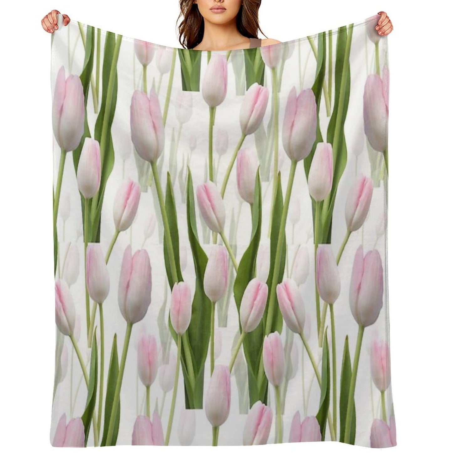 Pinky Tulips Shrink-resistant Throw Blanket