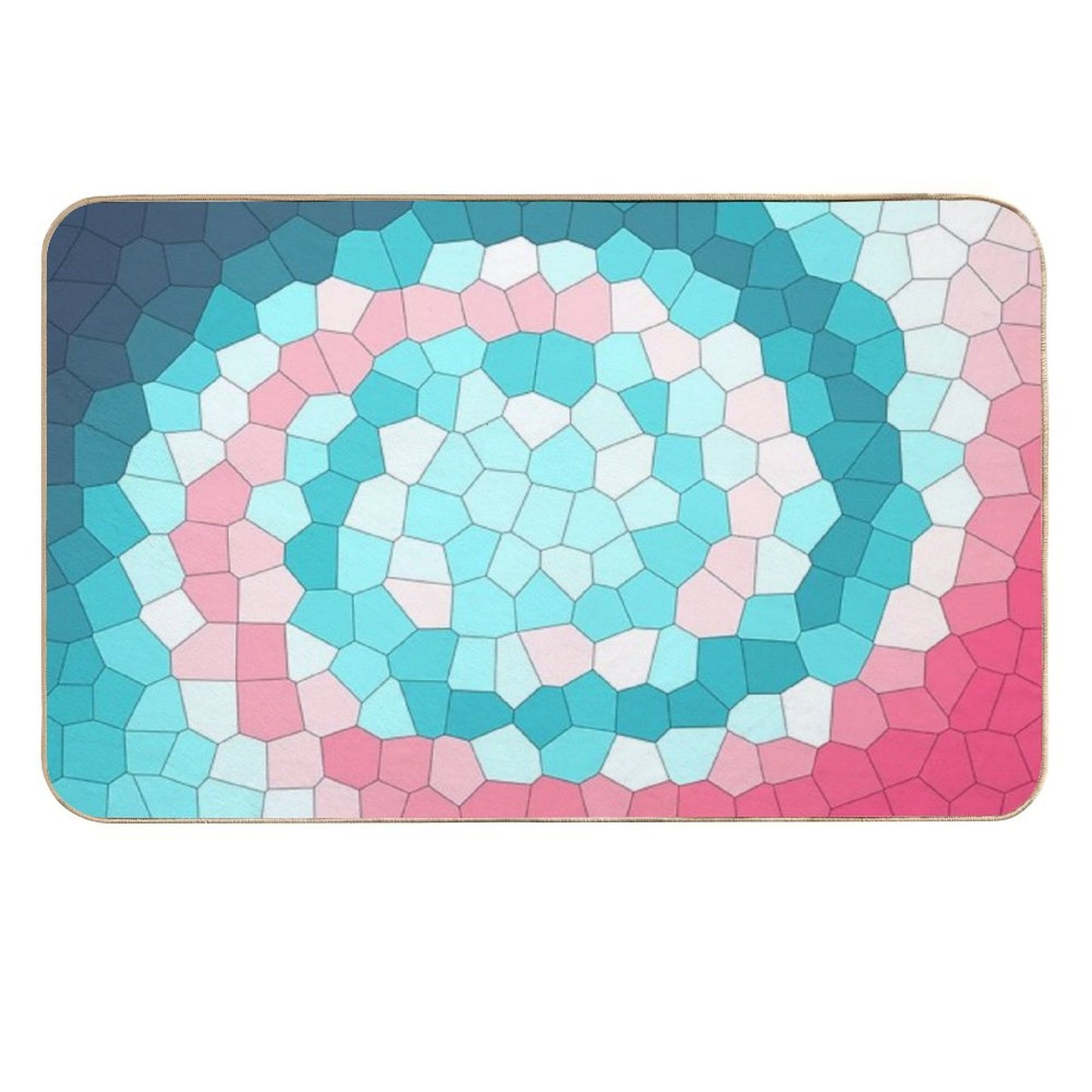 Teal, White And Pink Swirly Stained Glass Abstract Art Durable Bath Mat