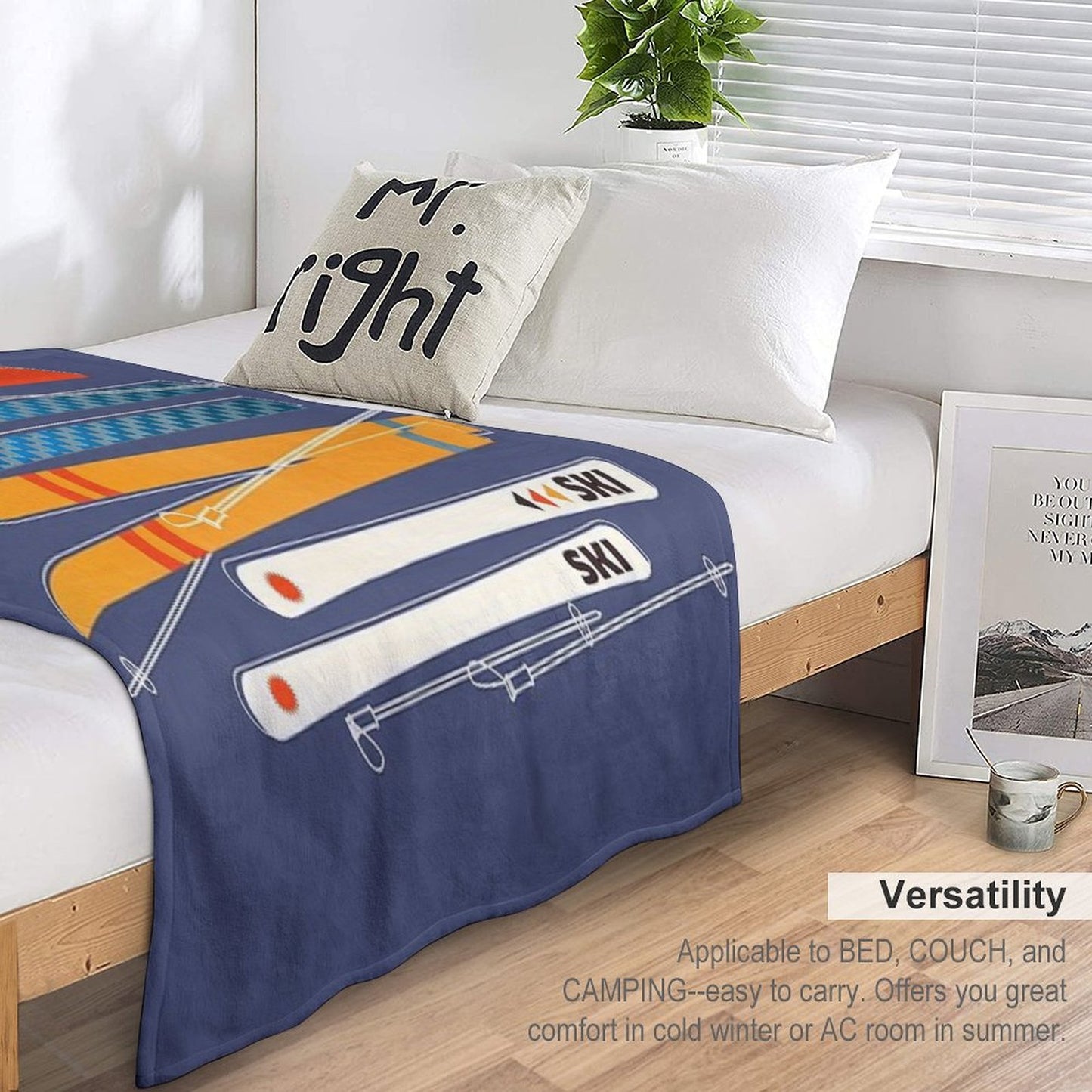 Retro Colorful Skis Travel-friendly Throw Blanket