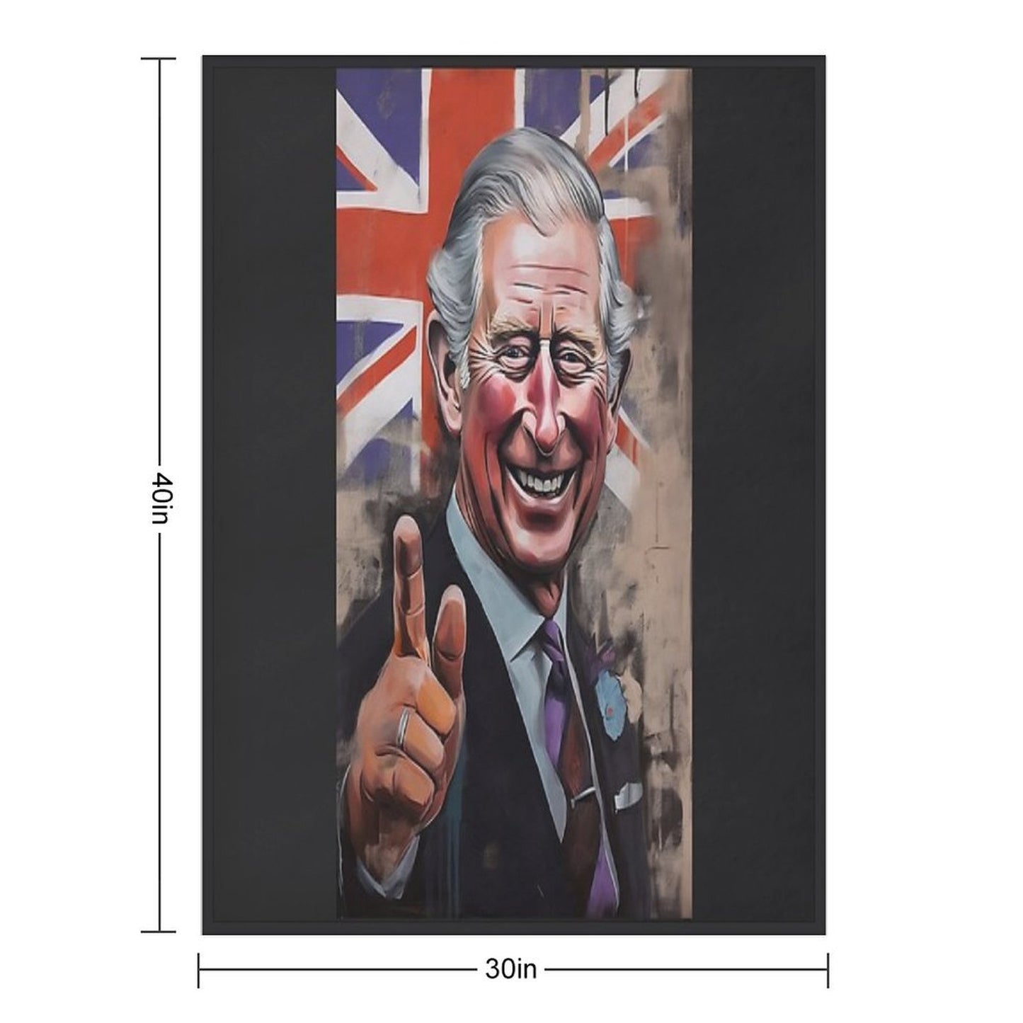 AI Generated King Charles III Coronation Union Jack - Oil Graffiti Colorful Happy Painting Eco-conscious Throw Blanket