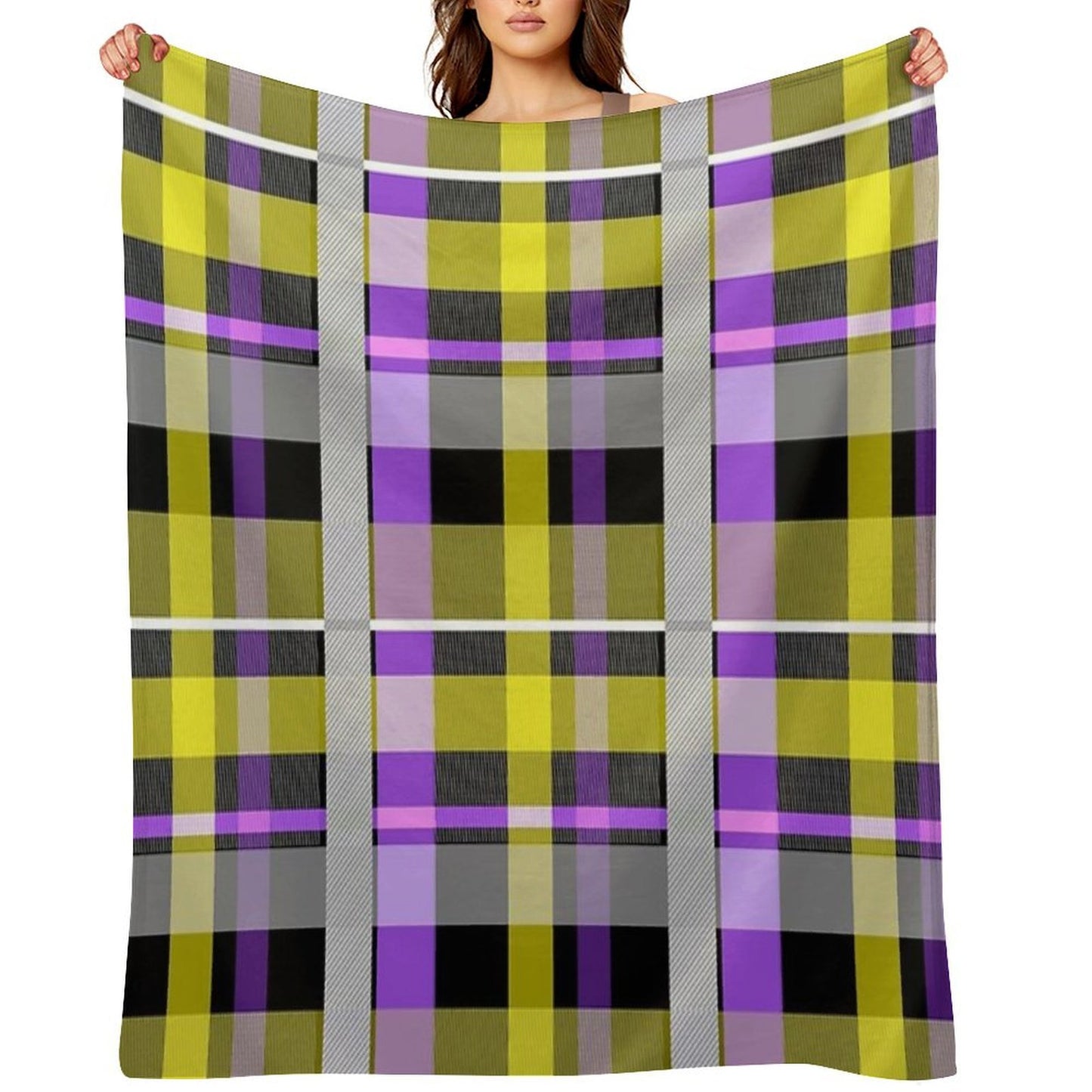 Nonbinary Flag Check Machine-washable Throw Blanket