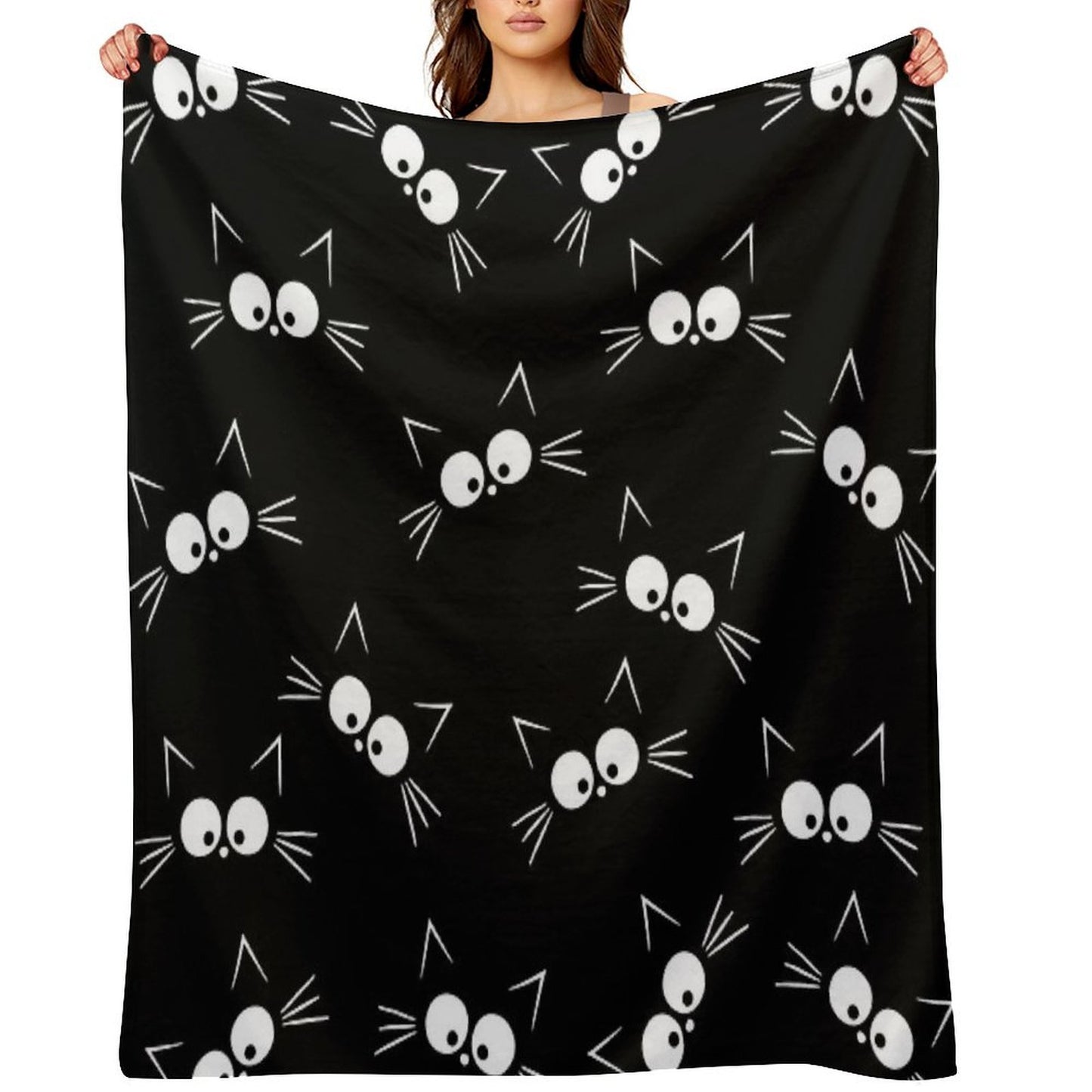 Cute Black Cat Pattern Travel-friendly Throw Blanket