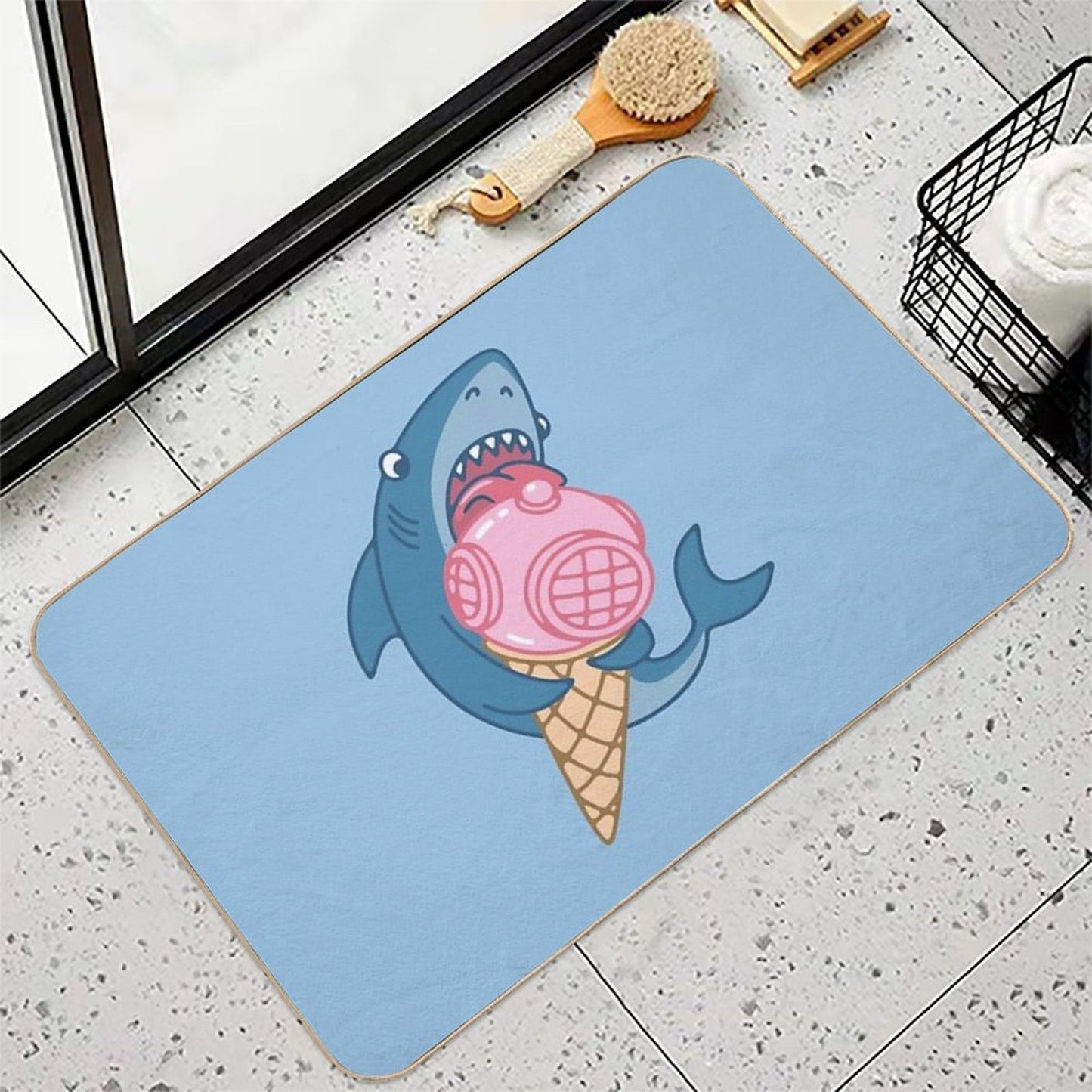 SHARK AND ICE CREAM Anti-Trip Bath Mat