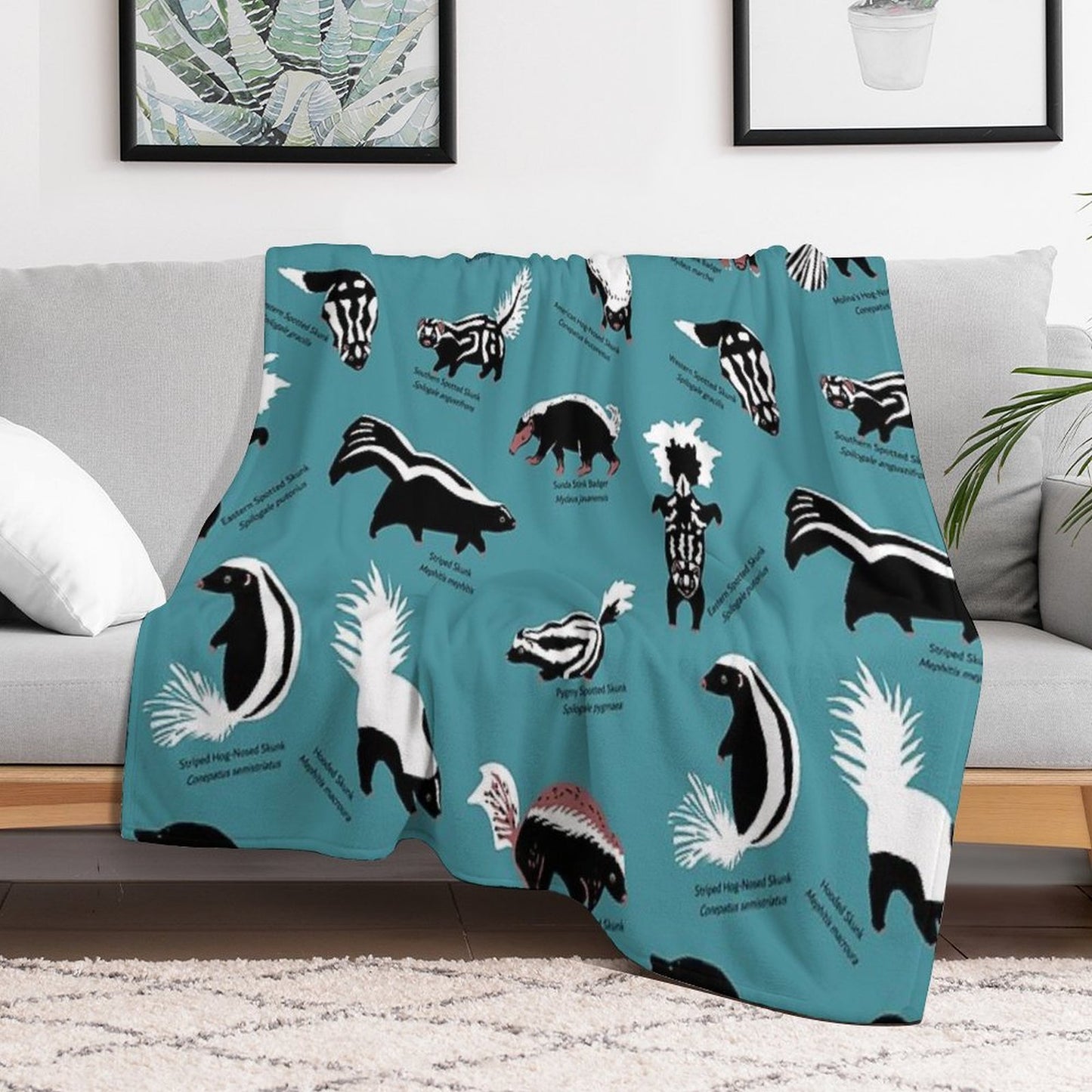 Skunks of The World Species of Family Mephitidae Machine-washable Throw Blanket