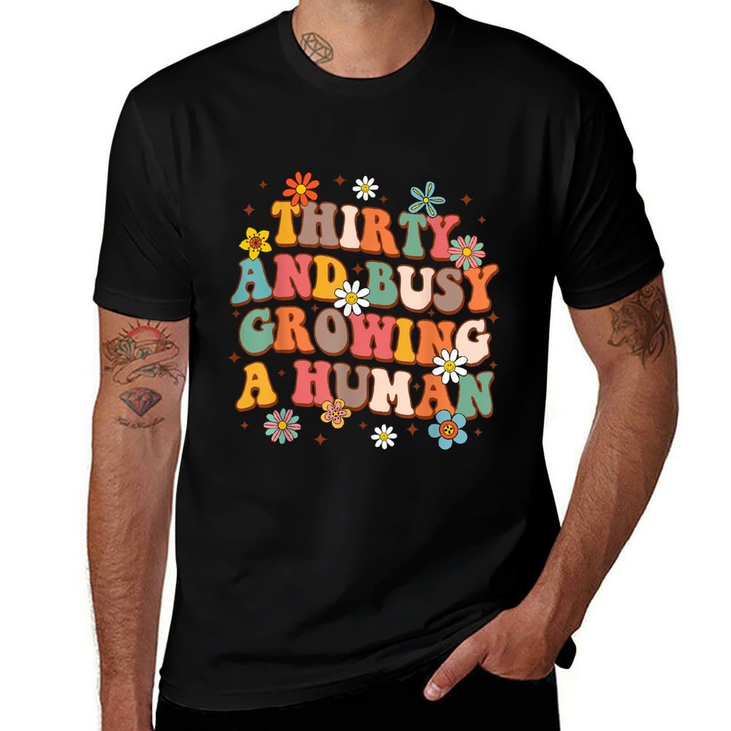 30th Birthday Pregnancy Shower Thirty & Busy Growing A Human Versatile T-Shirt