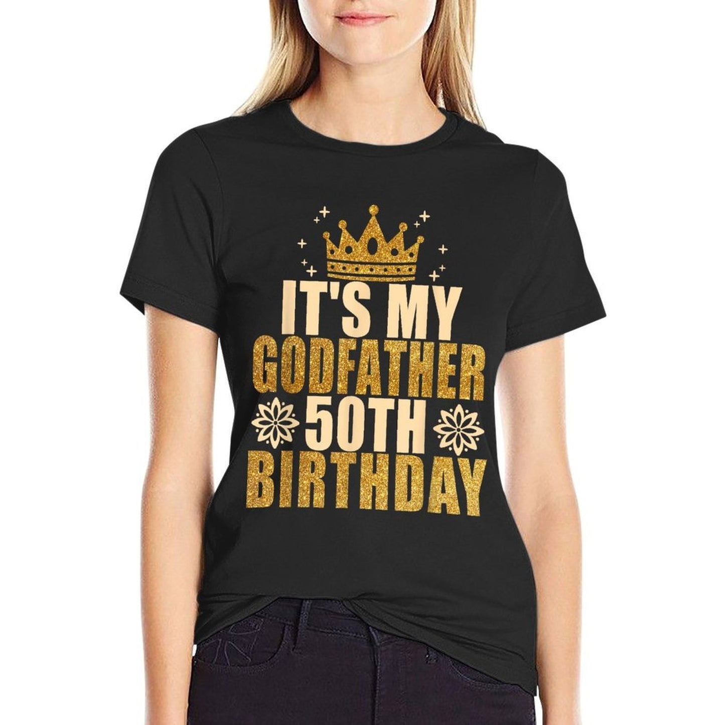 Its My Godfather 50th Birthday 50th Birthday Oversized Silhouette T-Shirt