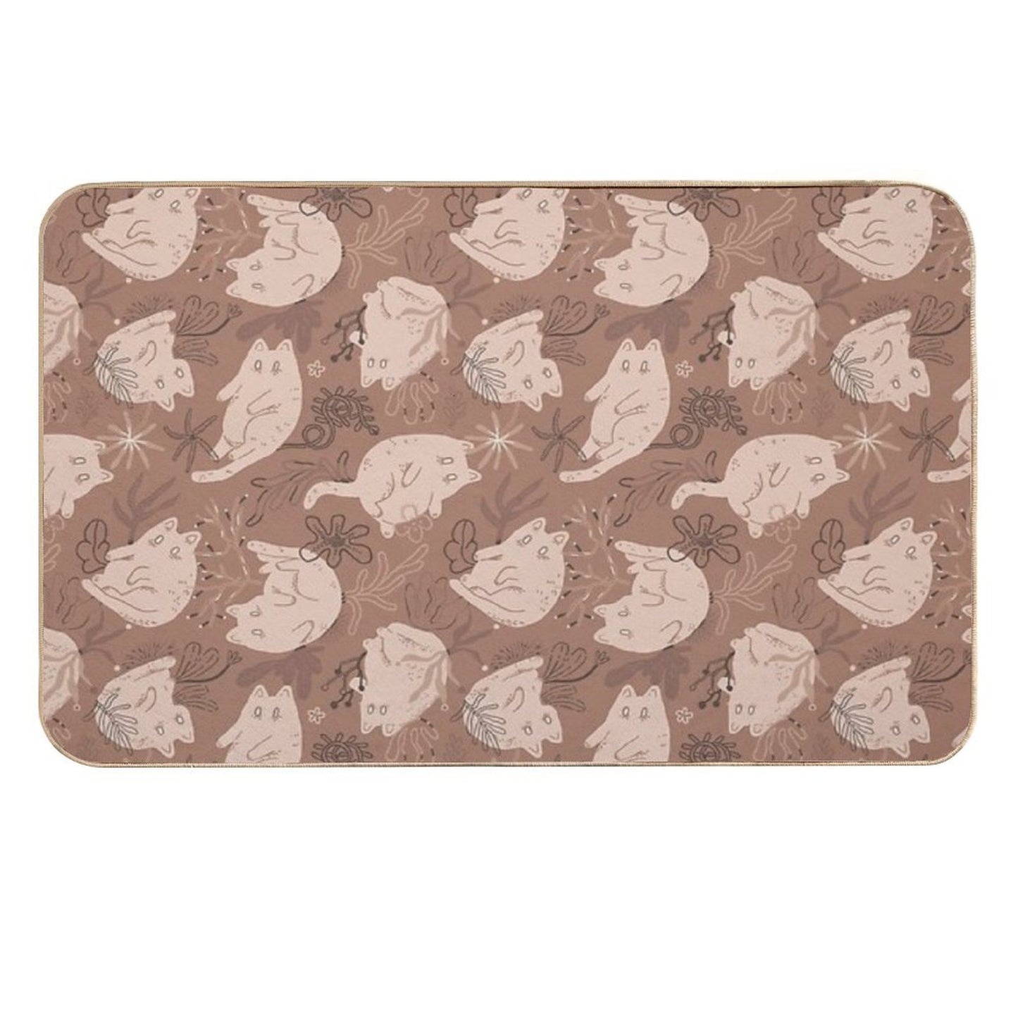 Mocha Mousse 2025 Color of The Year Whiskers Non-Slip Bath Mat