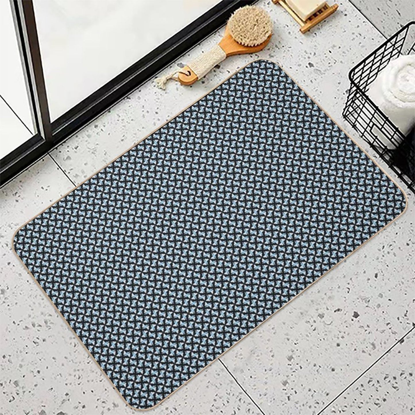 Big City Mixed Blue Signal Fade-Resistant Bath Mat