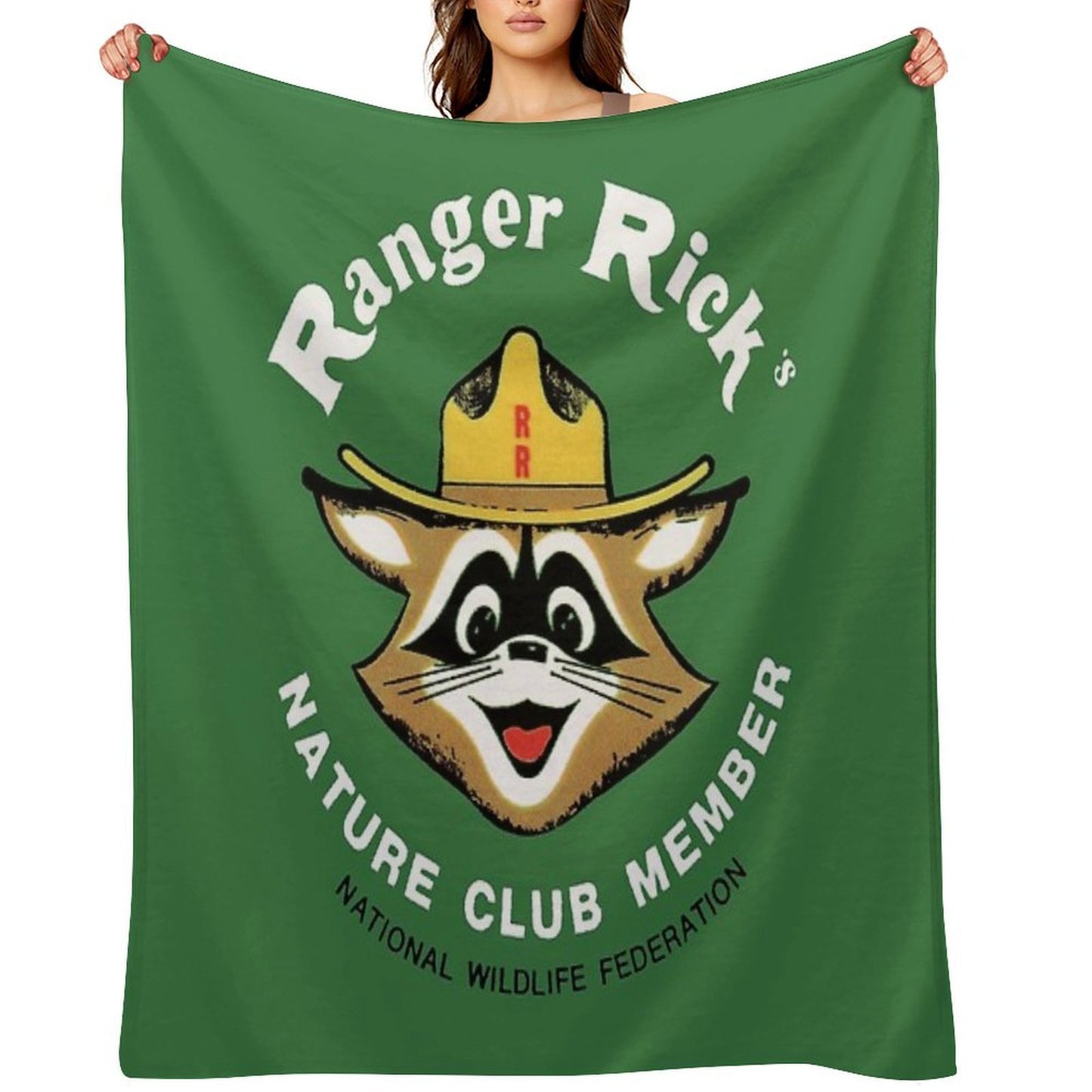 Ranger Rick's Nature Club Vintage Member Badge Plush Throw Blanket