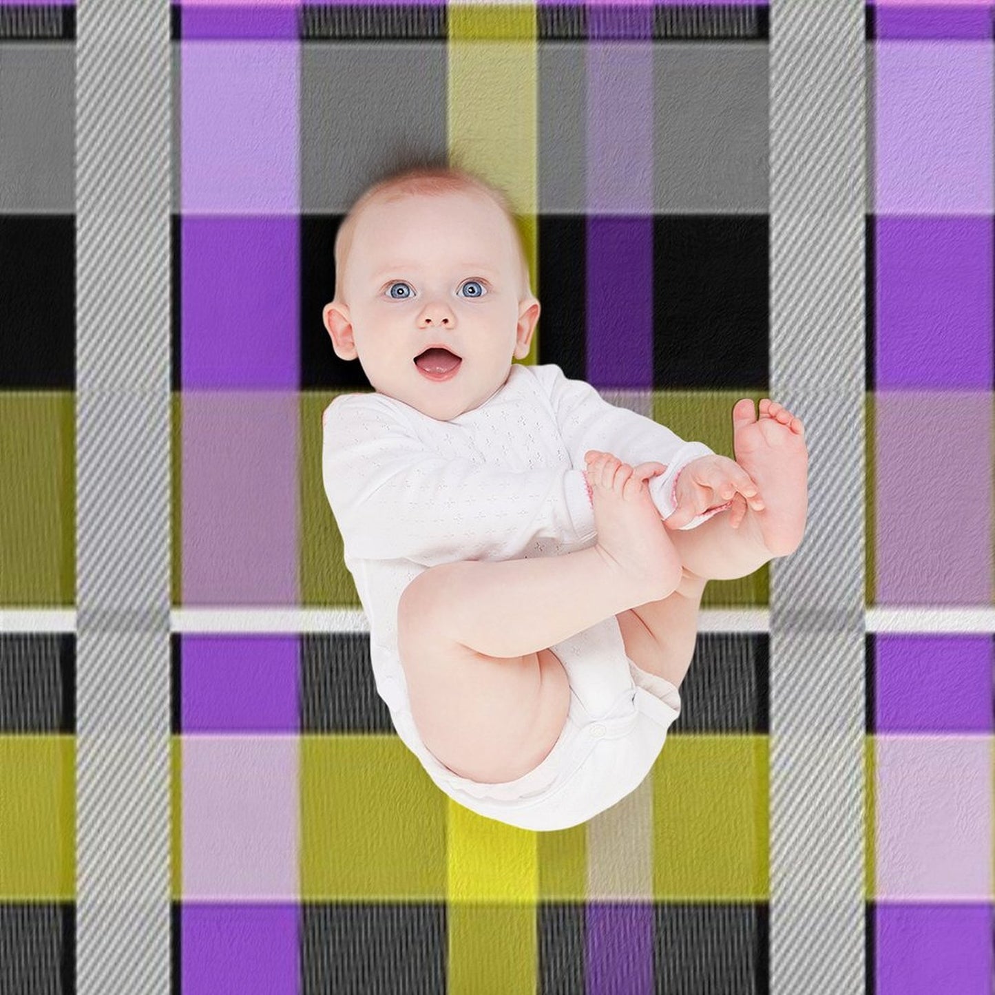 Nonbinary Flag Check Machine-washable Throw Blanket
