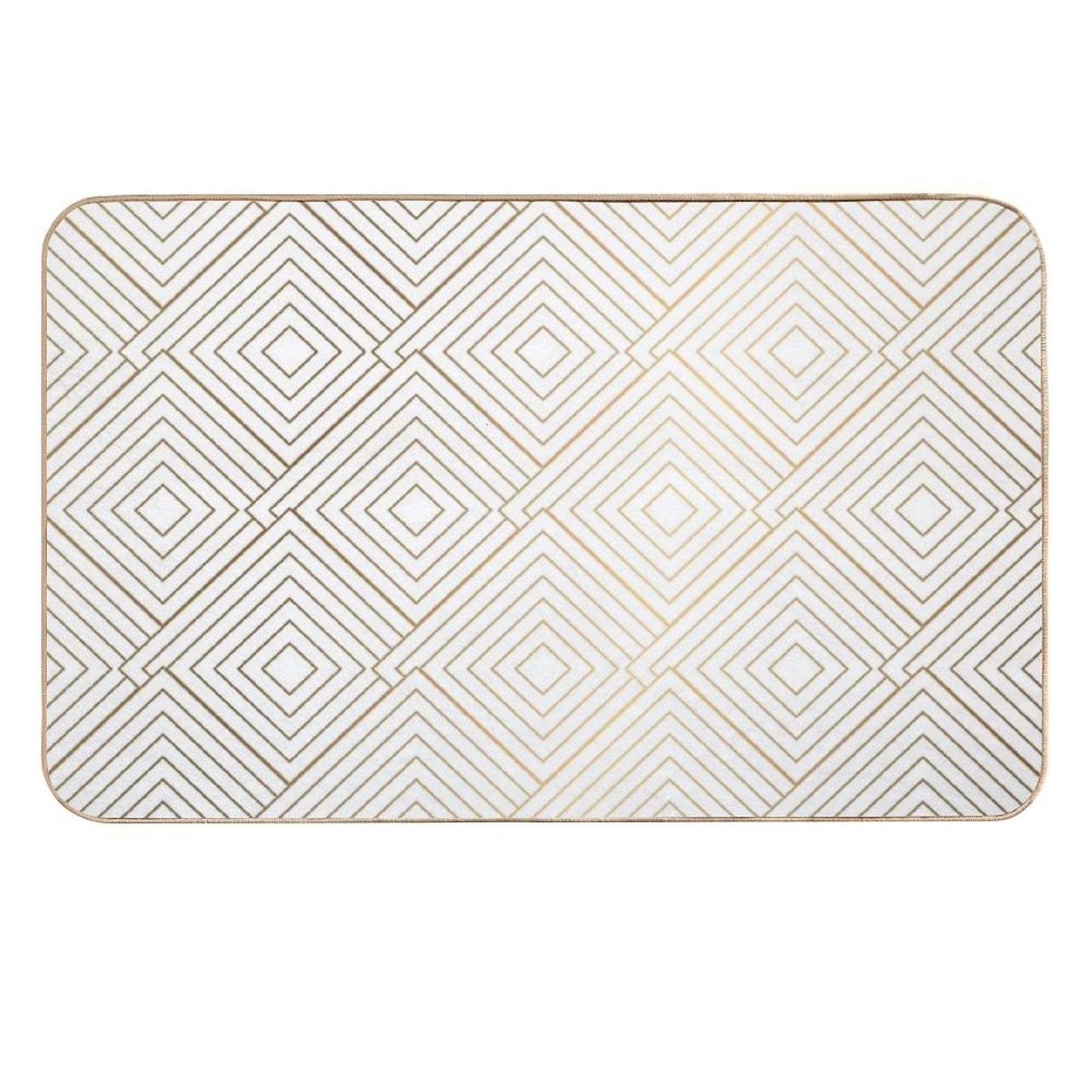 White Gold Print Diamond Pattern Versatile Bath Mat