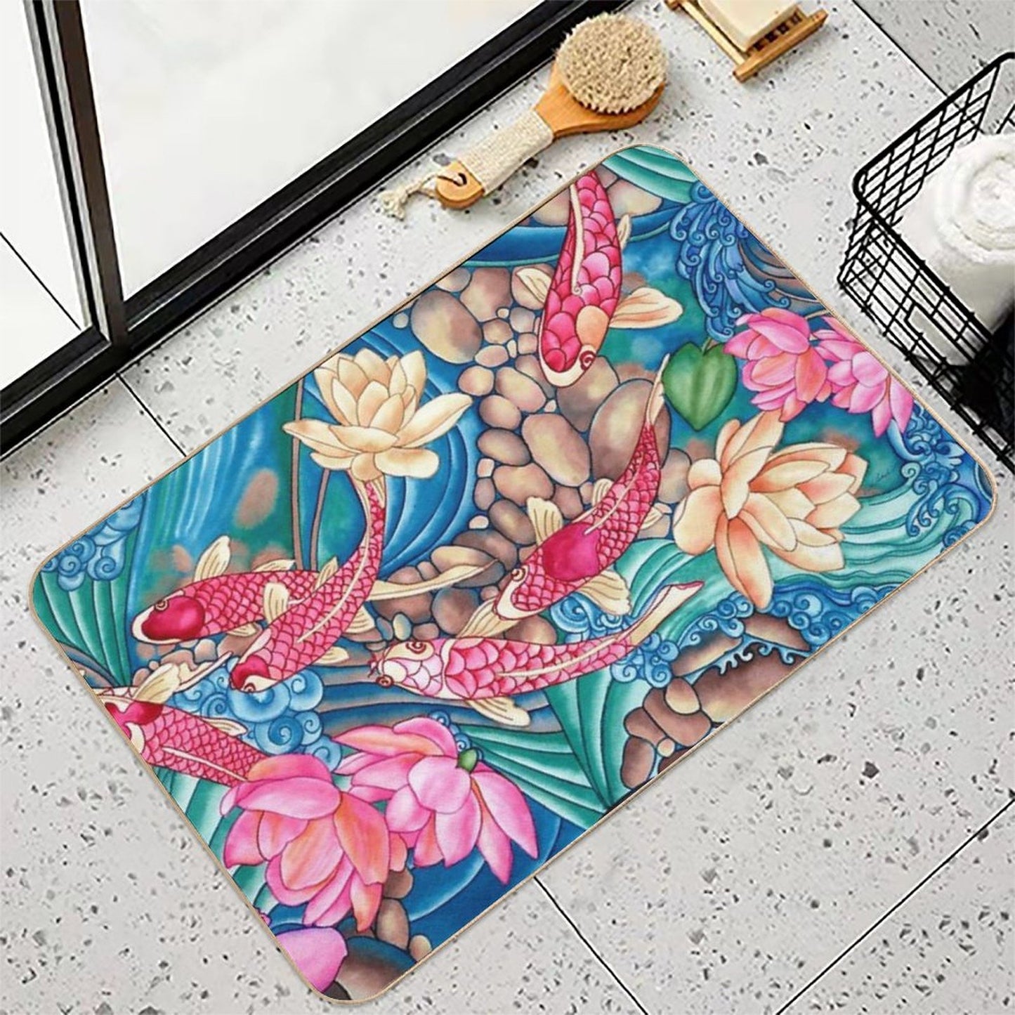 Koi Pond Slip-Resistant Bath Mat