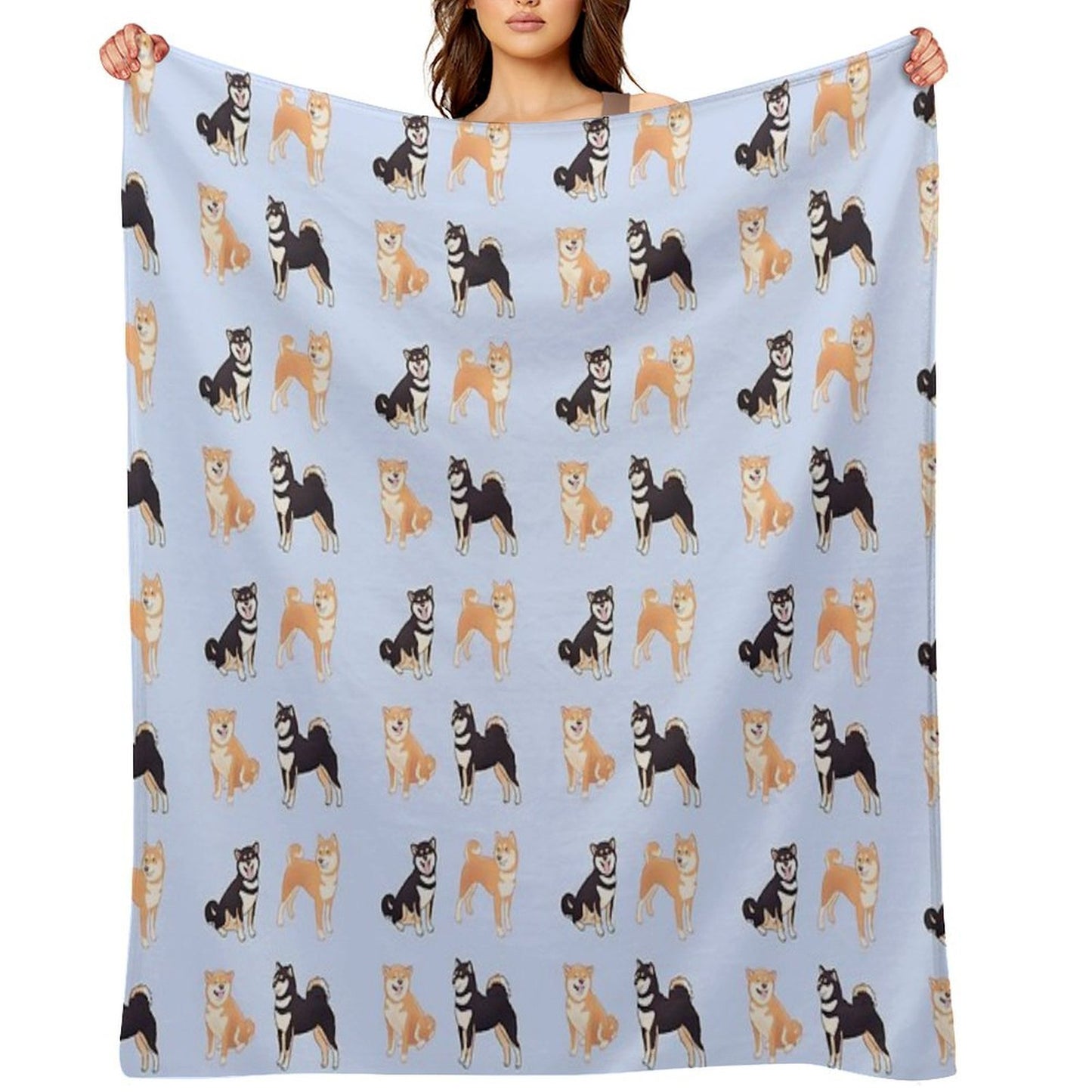 Shiba Inu Dogs Pack Sustainable Throw Blanket