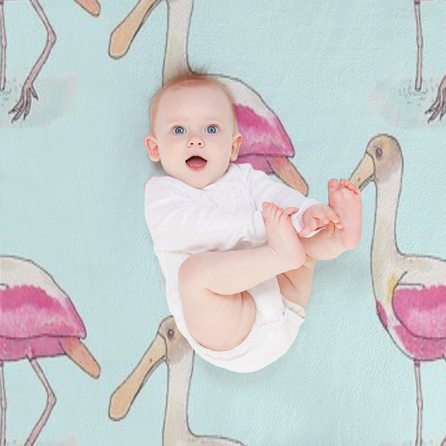 Roseate Spoonbill Bird Species Watercolor Art Compact Throw Blanket