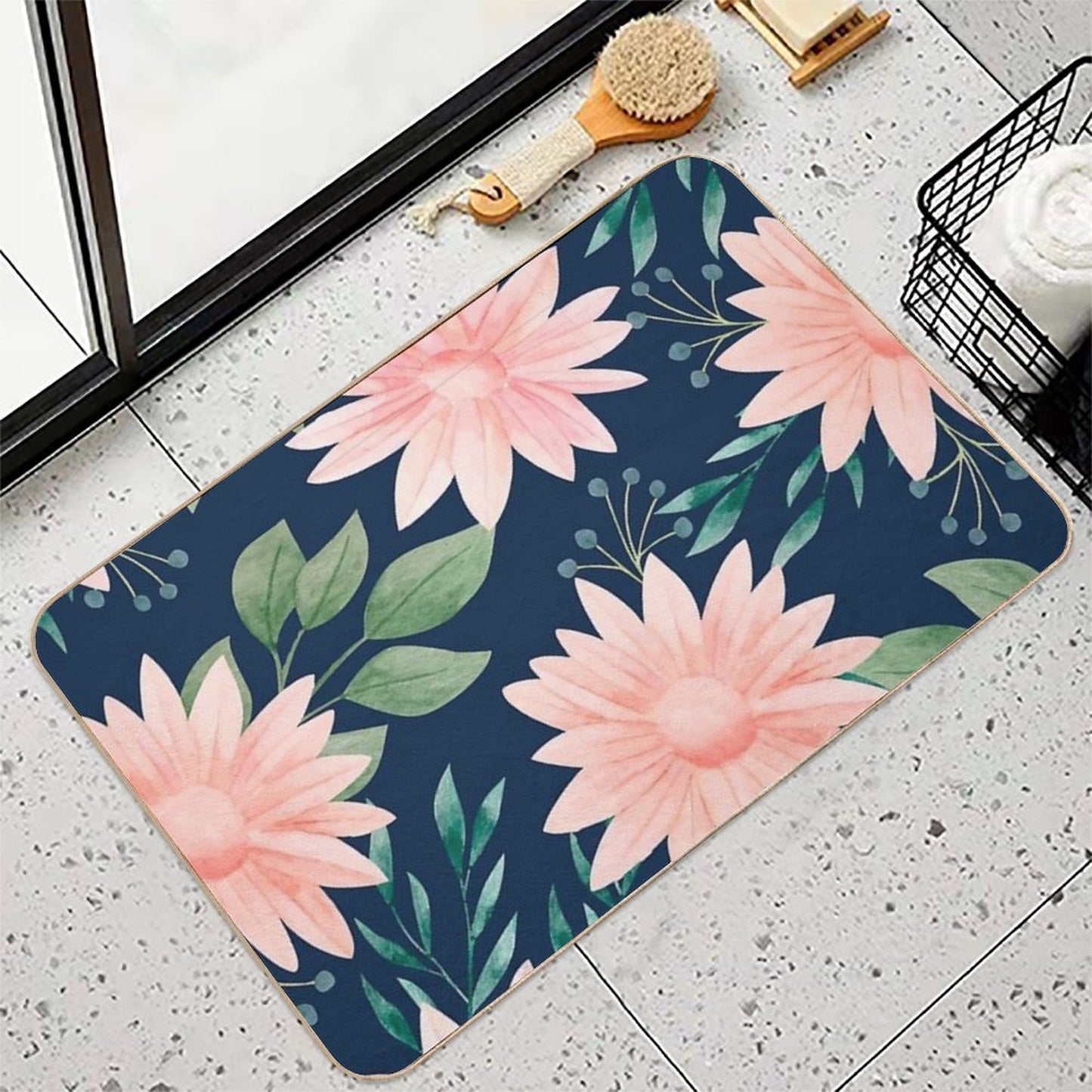 Floral Pattern High-Traffic Bath Mat