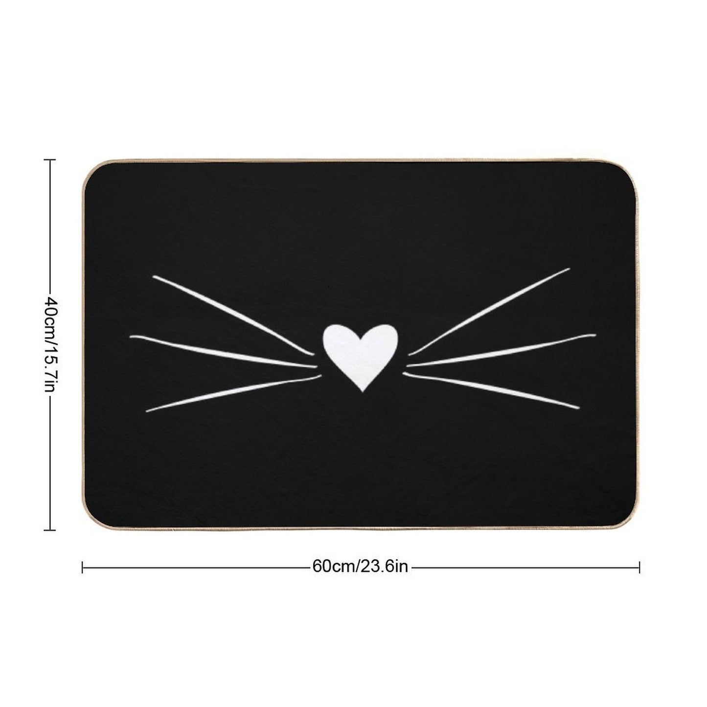 White Cat Heart Nose & Whiskers Easy To Clean Bath Mat