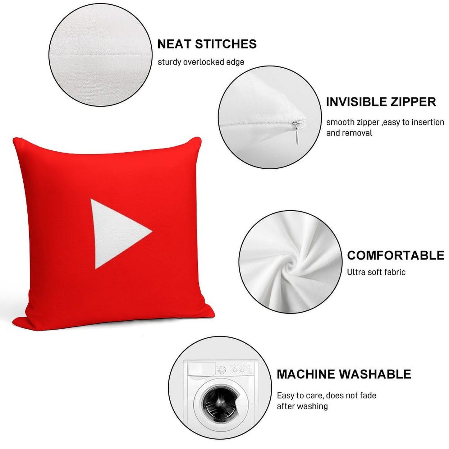 YouTube Pillow Soft Easy Maintenance Throw Pillow