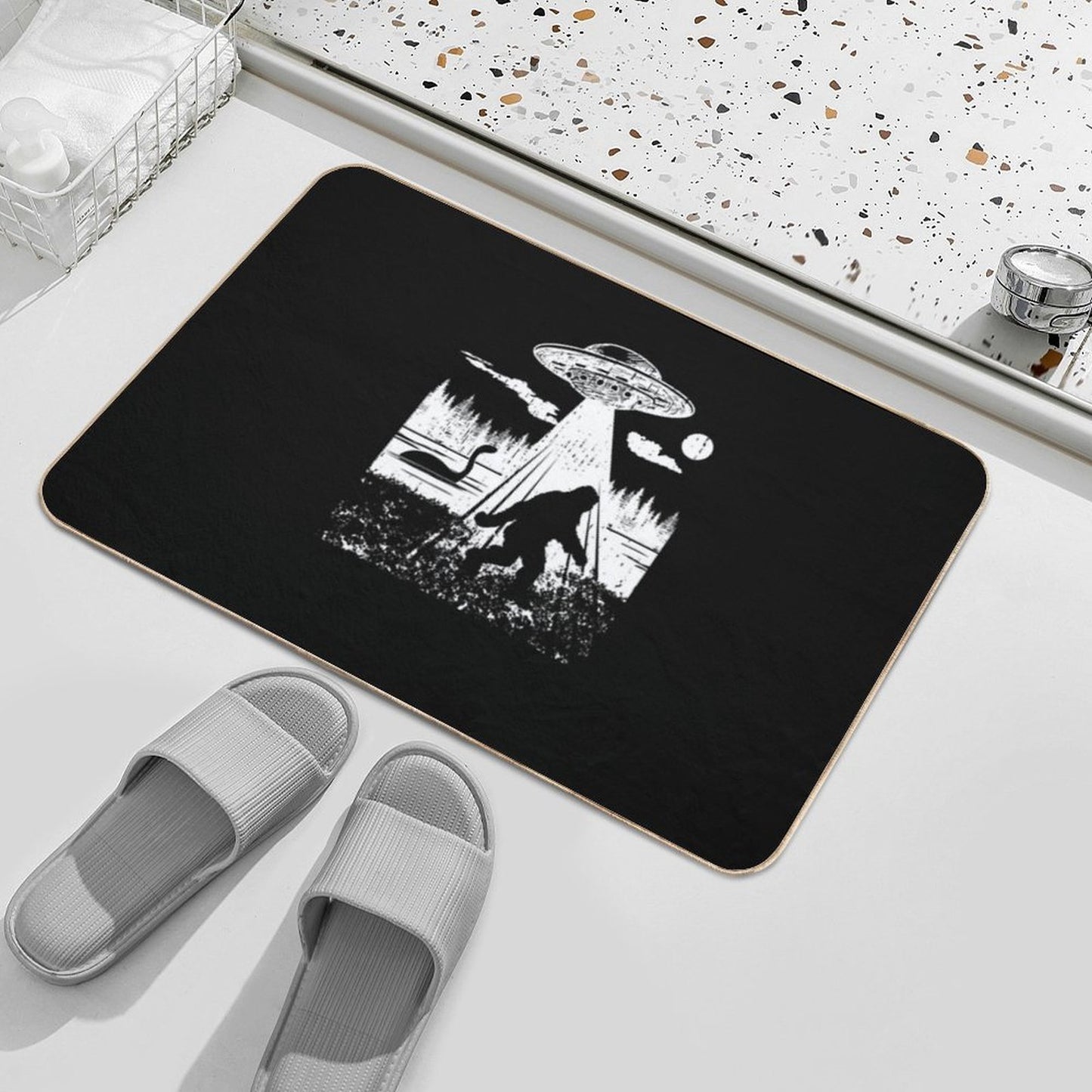 Trend Bigfoot Ufo Abduction Sasquatch Aliens Cryptozoology Pet-Safe Bath Mat