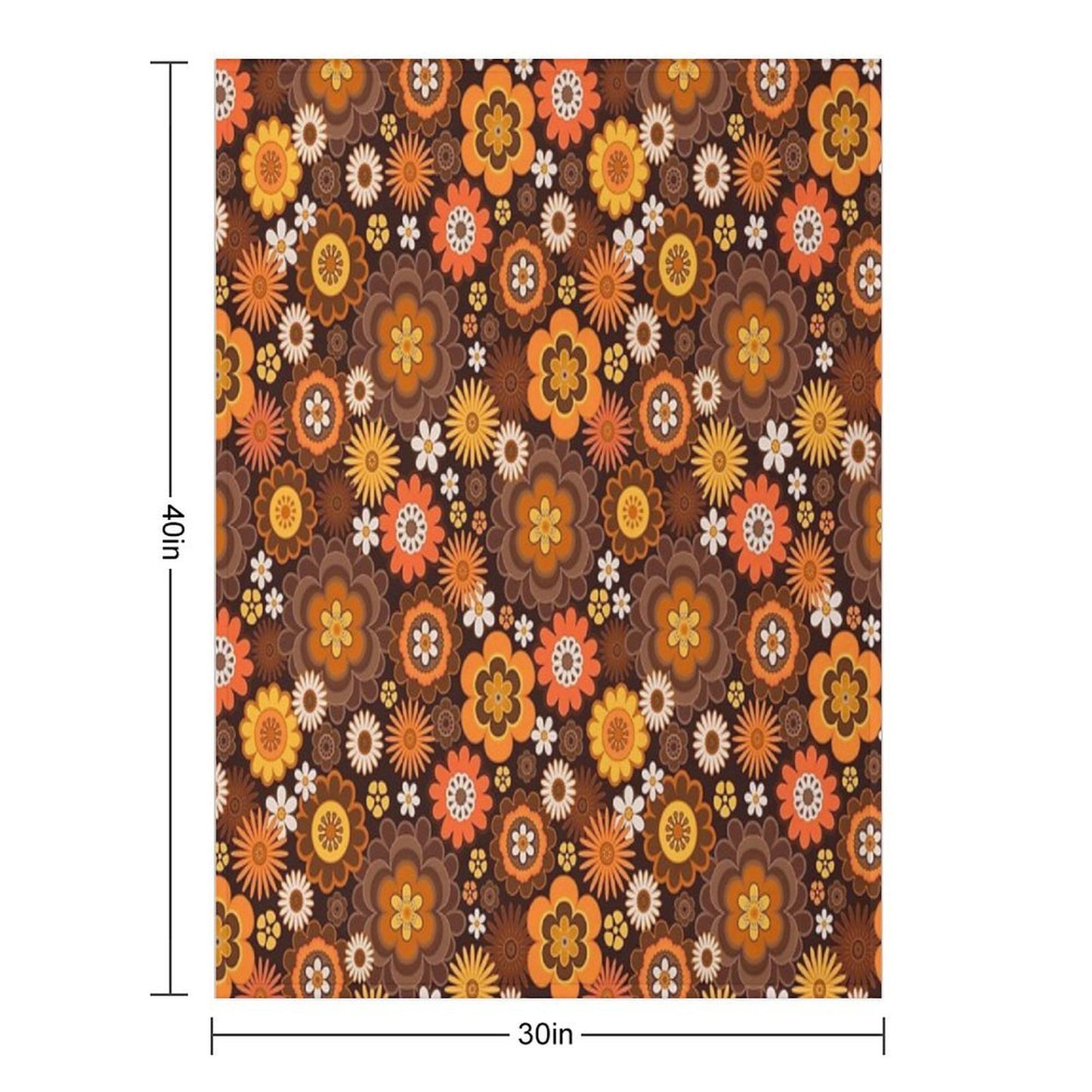 Vintage Retro 70s Floral Pattern Lightweight Throw Blanket