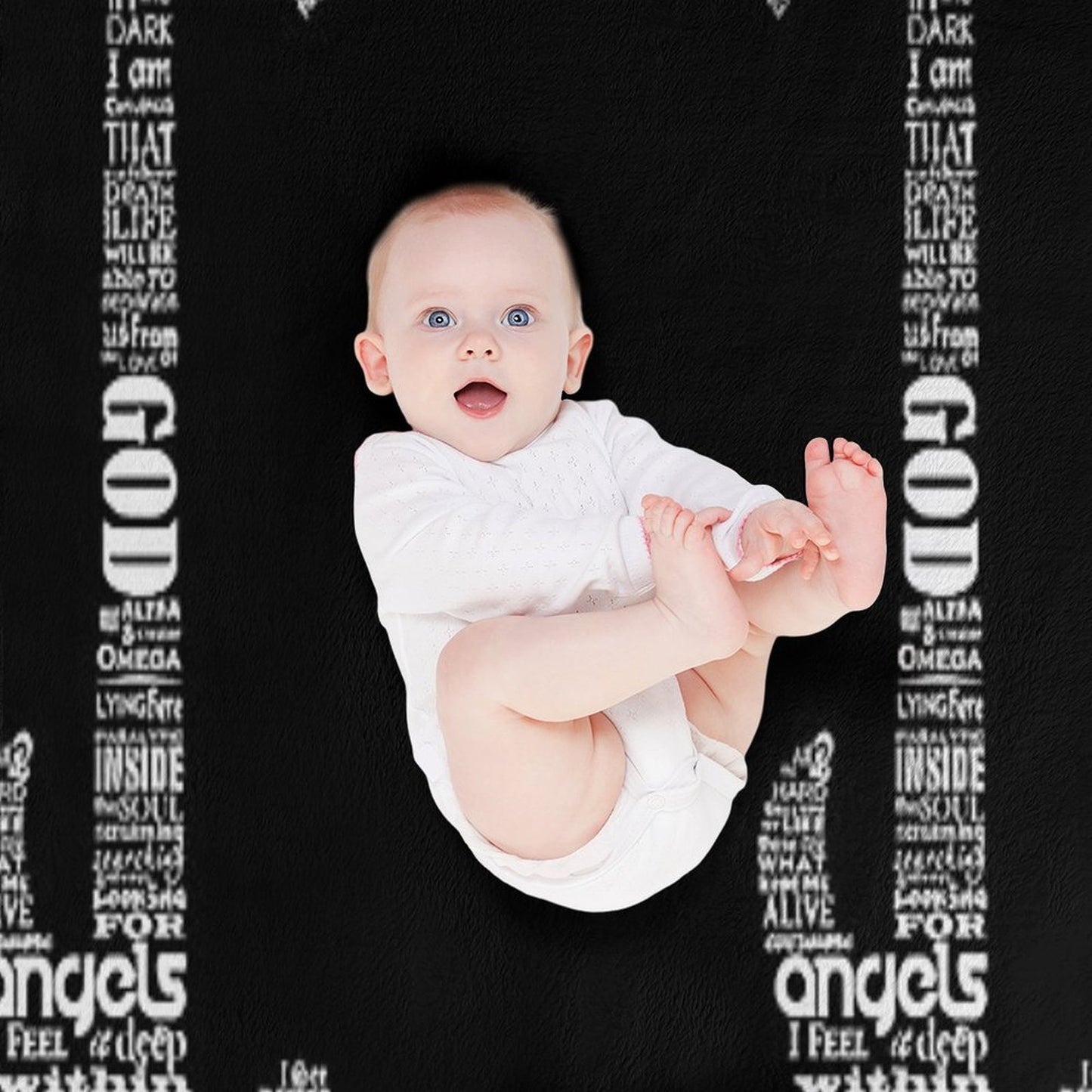 Skillet Guitar Typography on Black Lightweight Throw Blanket