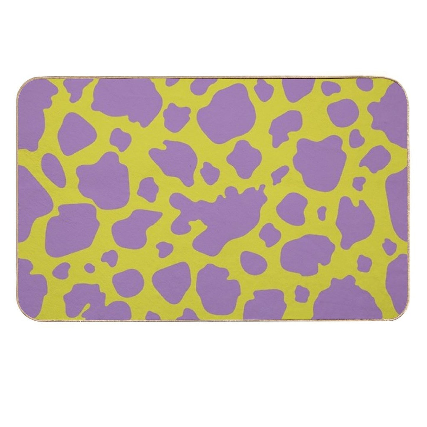 Cow Print - Neon Green & Violet Durable Bath Mat