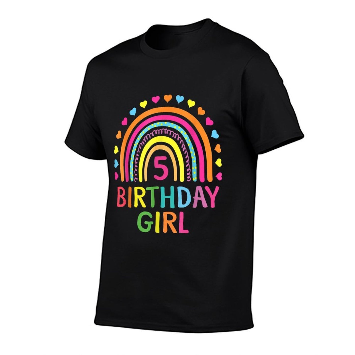 5 Years Old Rainbow Girls 5th Birthday For Girls Kids Summer-ready Fabric T-Shirt