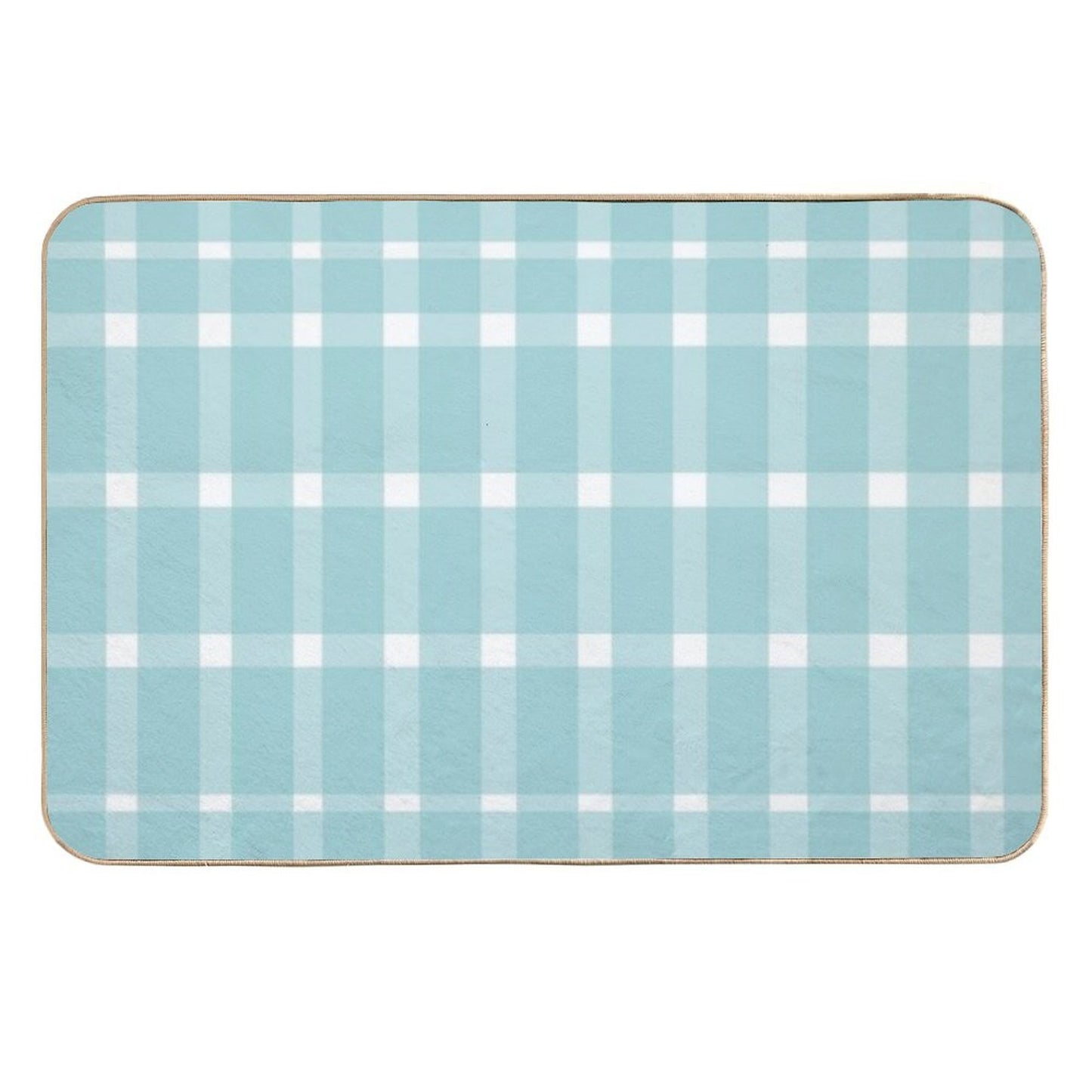 Blue Gingham Stain-Proof Bath Mat